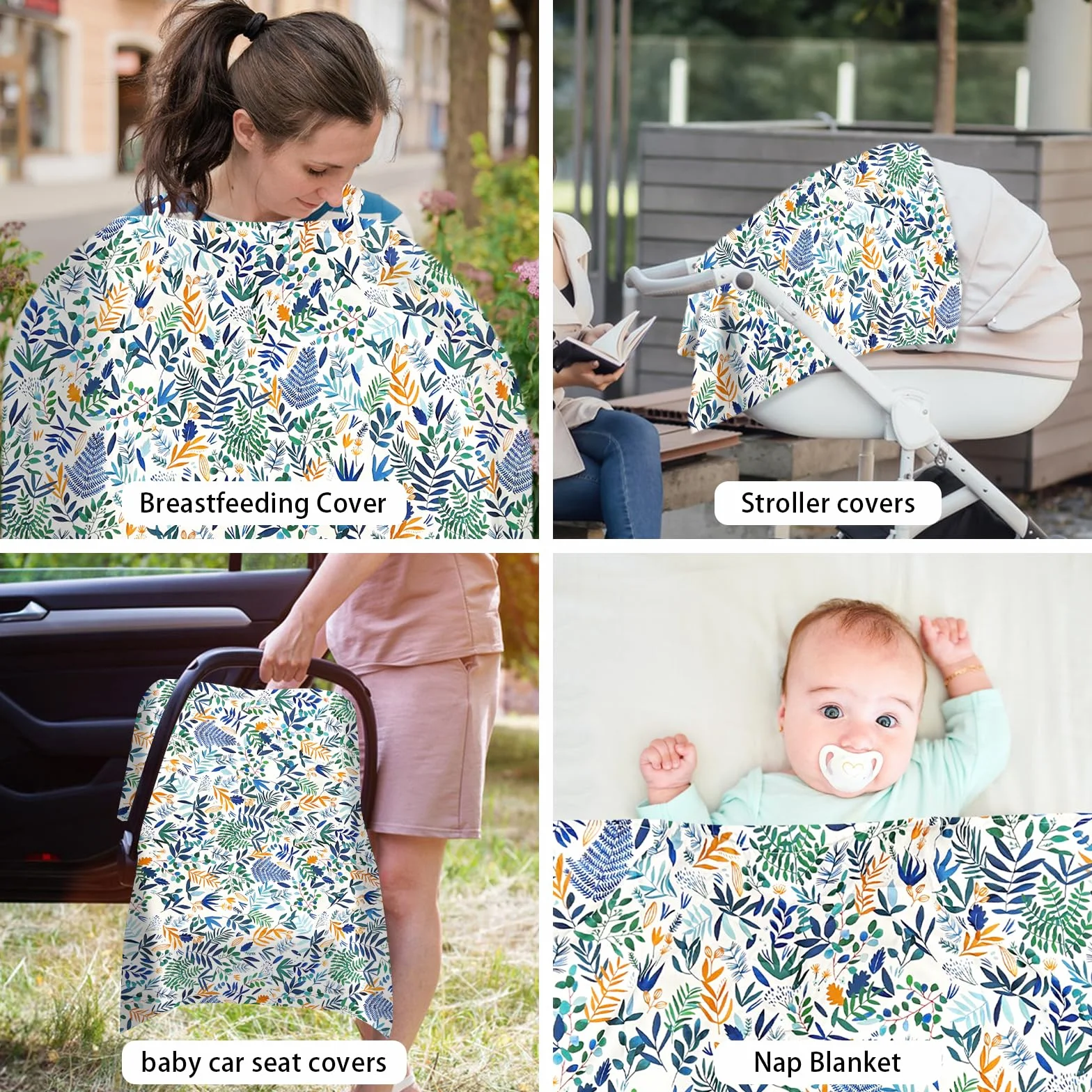 Tablier d'allaitement respirant réglable 72 x 95 cm imprimé floral pour femme