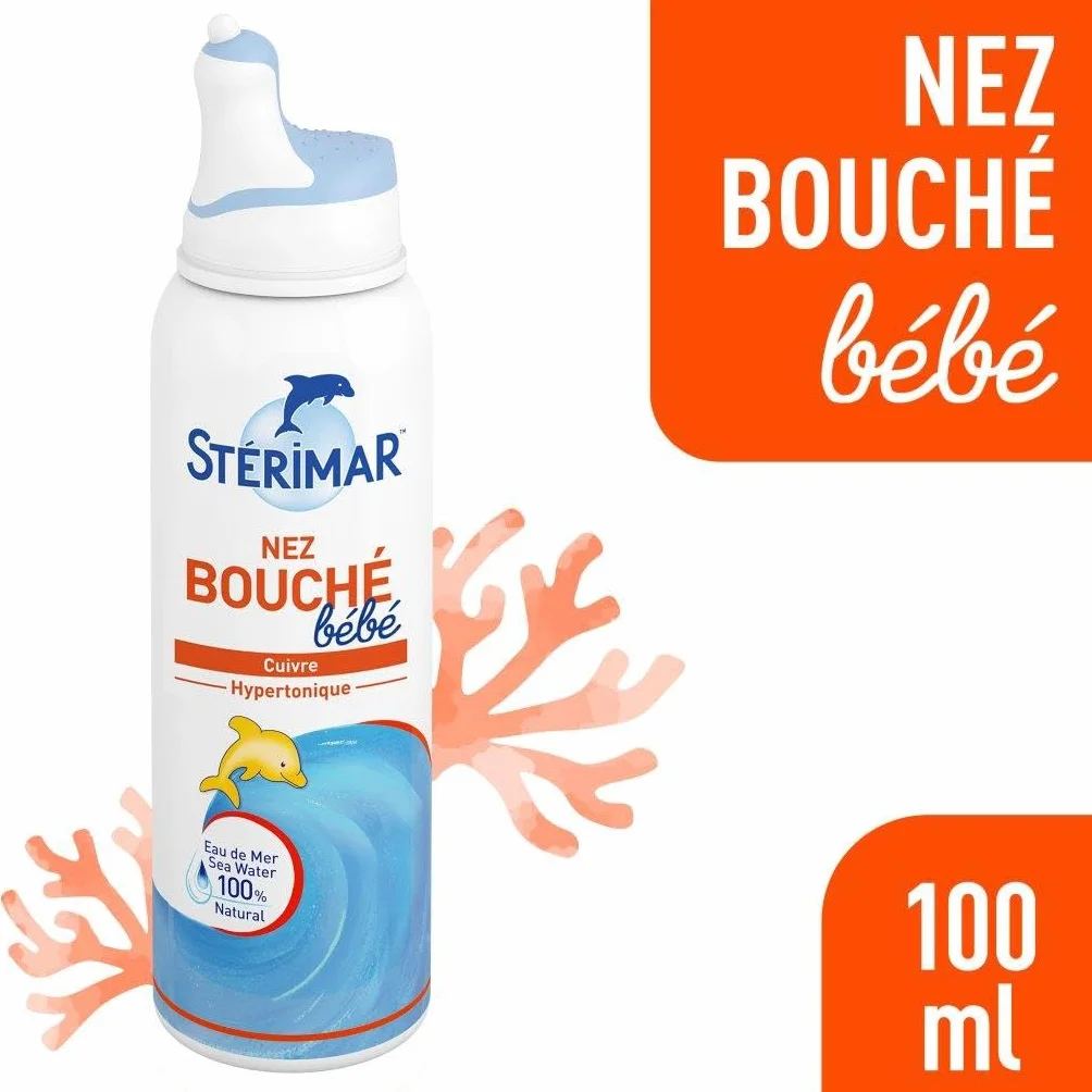 STÉRIMAR Spray Nasal Bébé 3 mois Eau de Mer Cuivre Hypertonique 100 ml