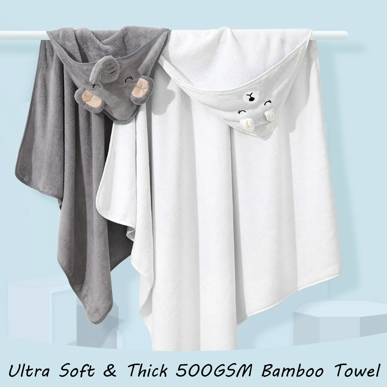 Cape de Bain Bébé à Capuche 80x80cm Super Absorbante Nouveau-né 0-5 Ans