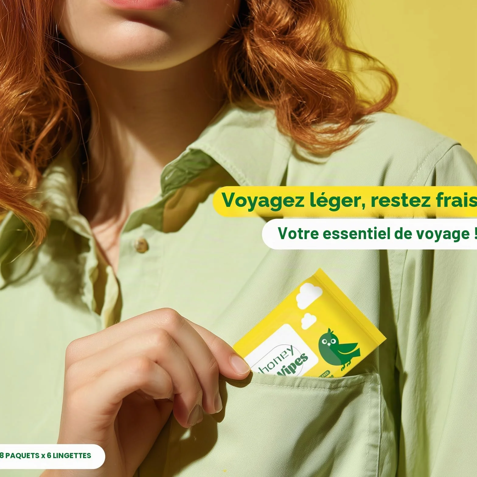 Lingettes Humides Voyage 99% d'Eau Sans Parfum Hypoallergéniques pour Peaux Sensibles Lot de 8 (48 Lingettes)
