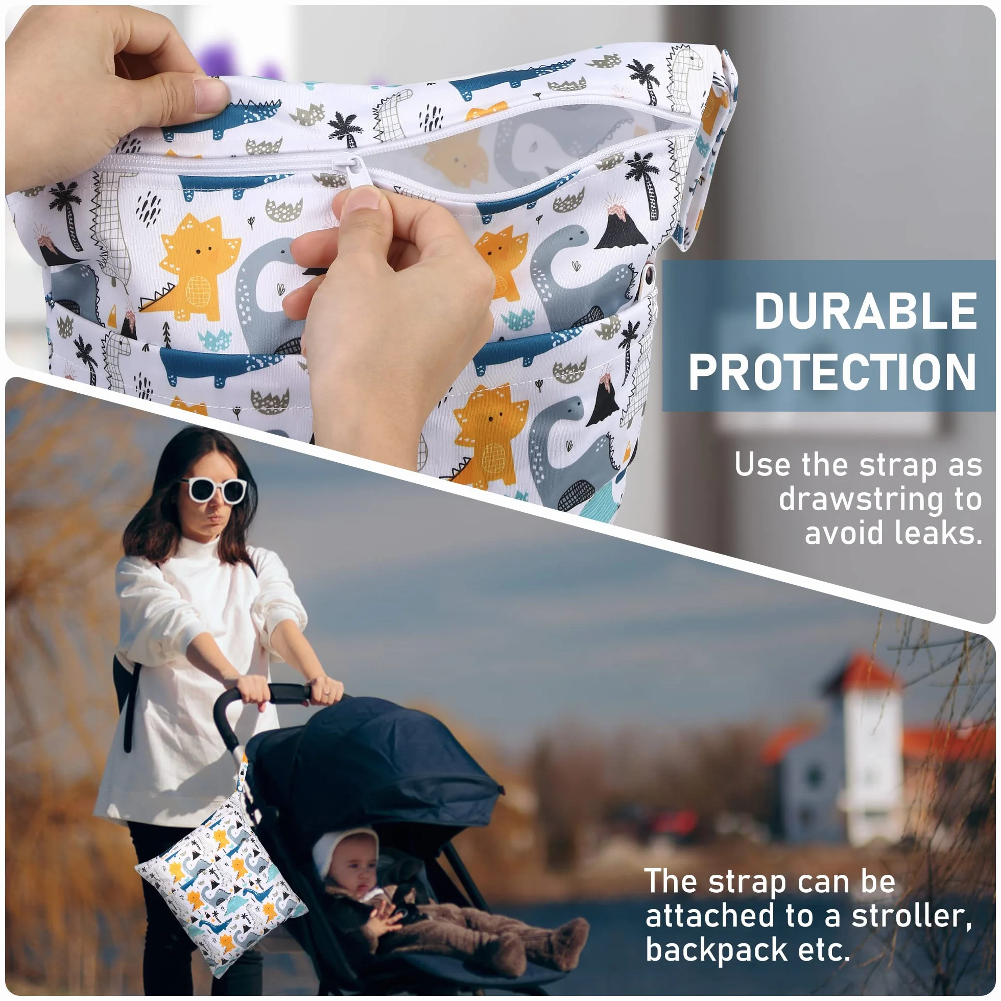 Wetbag Lot de 4 sacs à langer imperméables réutilisables avec fermeture éclair multicolore