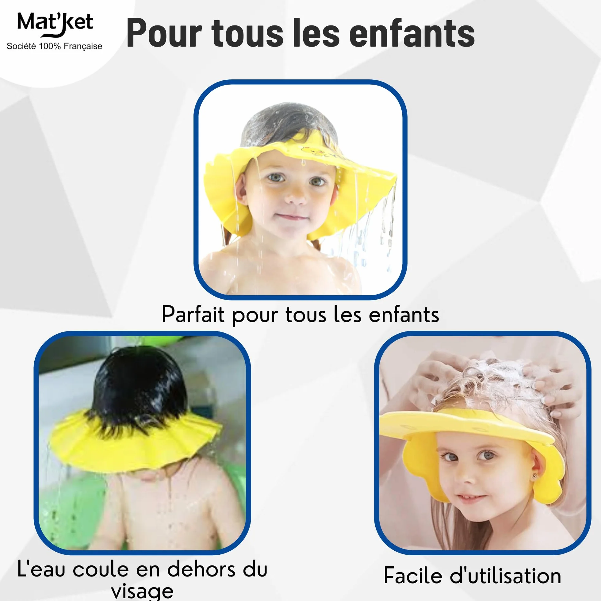 Casquette de Bain Enfant Bébé Visière Chapeau Shampoing Douche