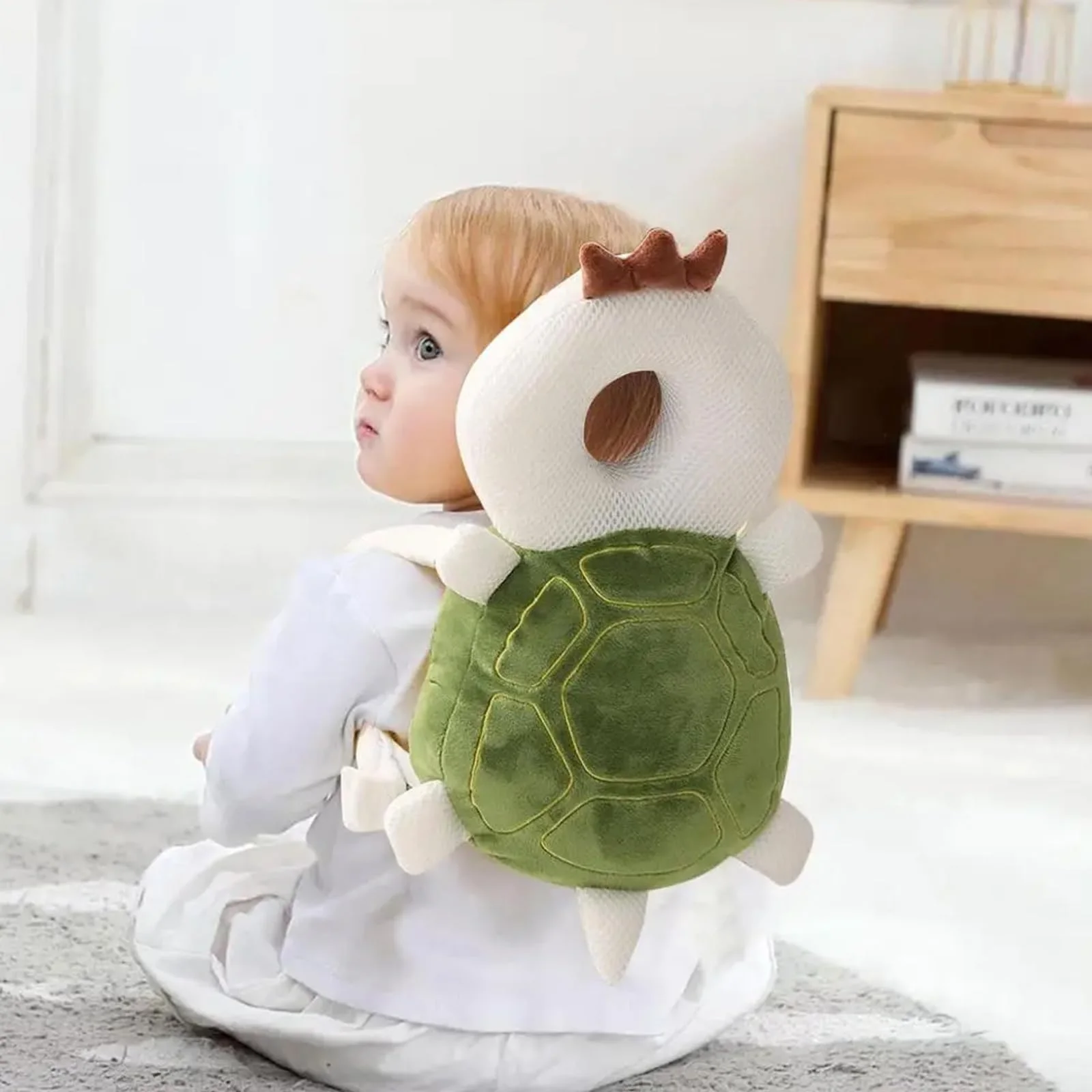 Sac à dos mignon Breatte de protection de tête en peluche avec sangle poitrine pour bébé marche