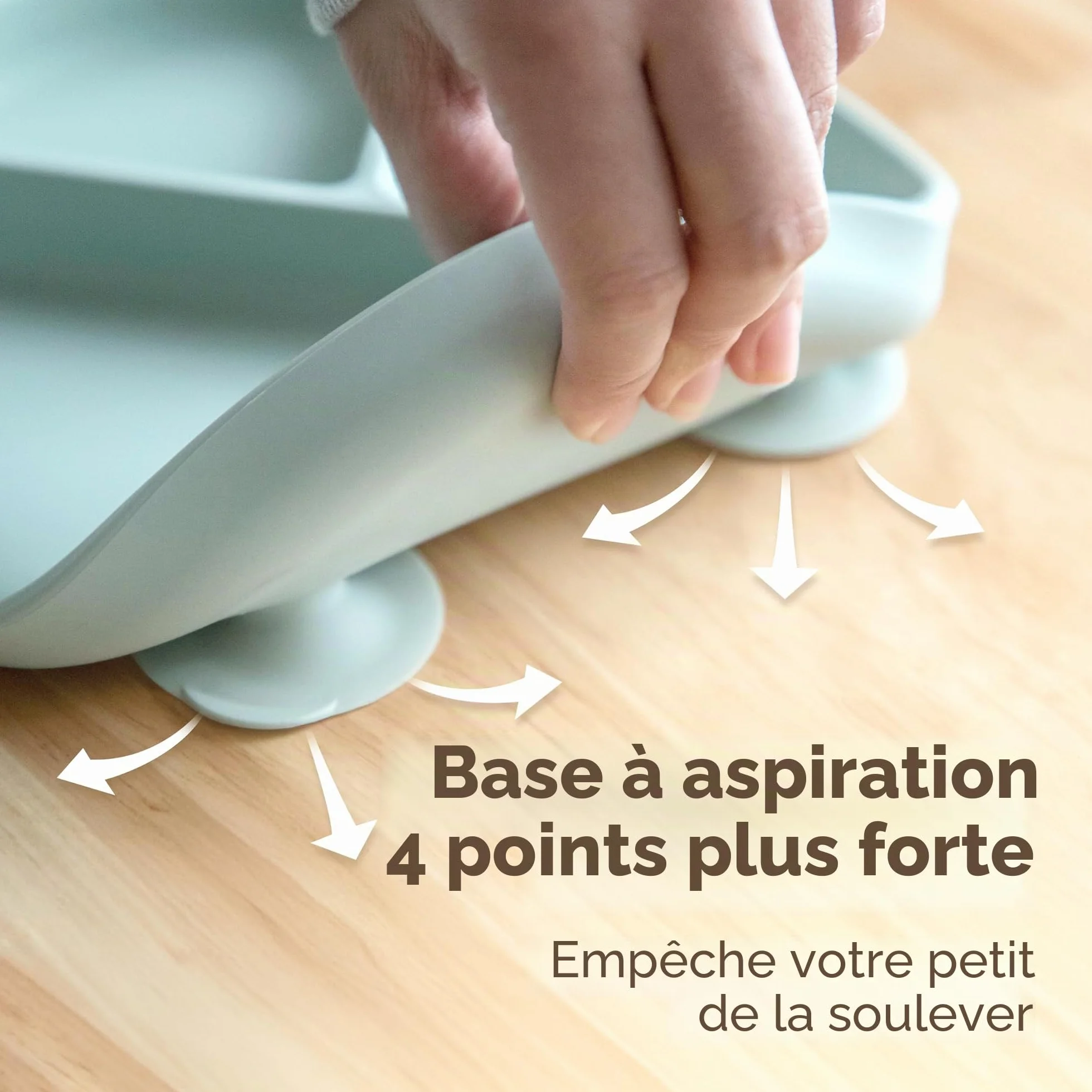 Moonkie Assiette Bébé Silicone avec Ventouse Lot de 2 Couvercle Antidérapante Menthe Bleu clair