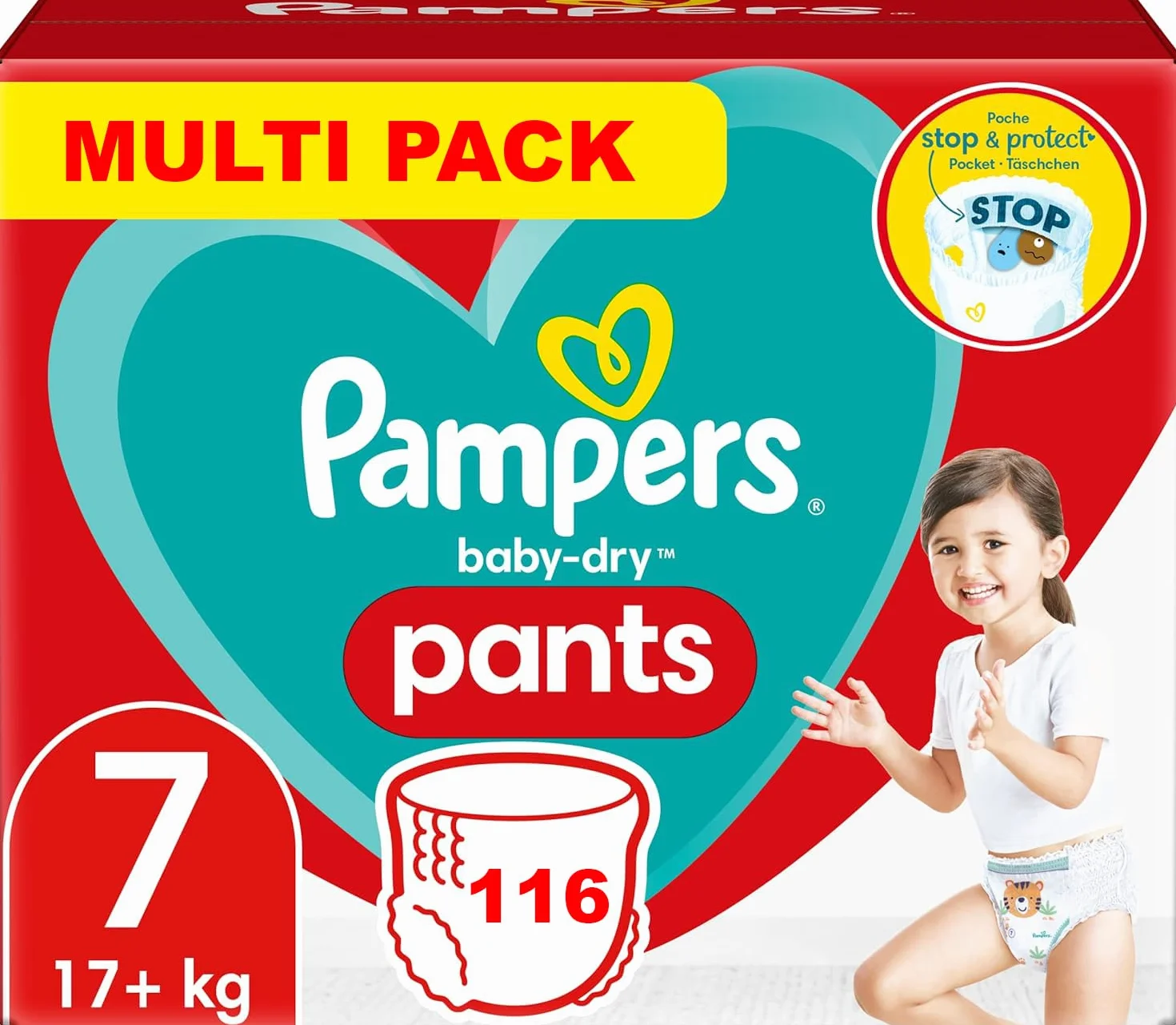 Pampers Pants Baby-Dry Taille 7 Couches-Culottes 116 Sztuk (+17 kg)