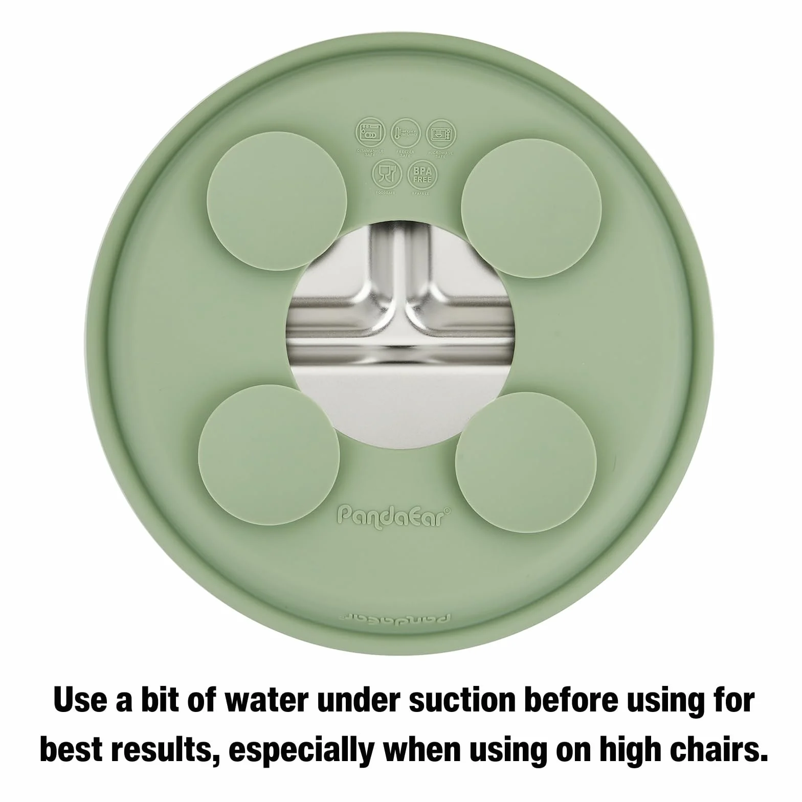 PandaEar Assiettes en Acier Inoxydable avec Suction pour Bébé, Lot de 3, Assiette Divisée pour Enfants, Set de Repas Antidérapant (Bleu)