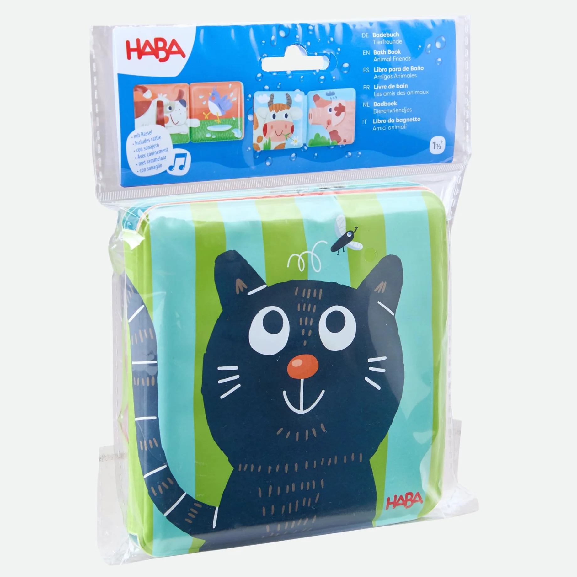 HABA Livre de Bain Les Amis des Animaux - Plaisir Aquatique dès 6 Mois avec Fonction cliquetis colorée