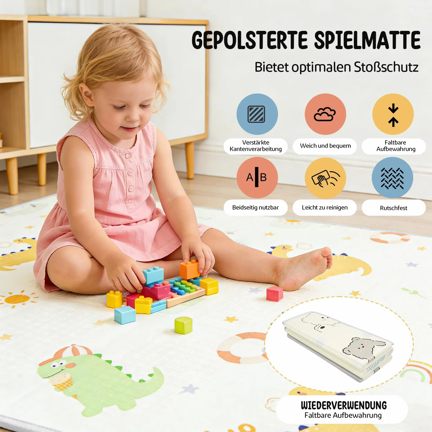 Parc Bébé 120x120 avec Tapis, 40 KG, 300D Tissu Oxford, Ventouse Base, 360° Filet Respirant, Centre d'Activités Enfants, Panda beige