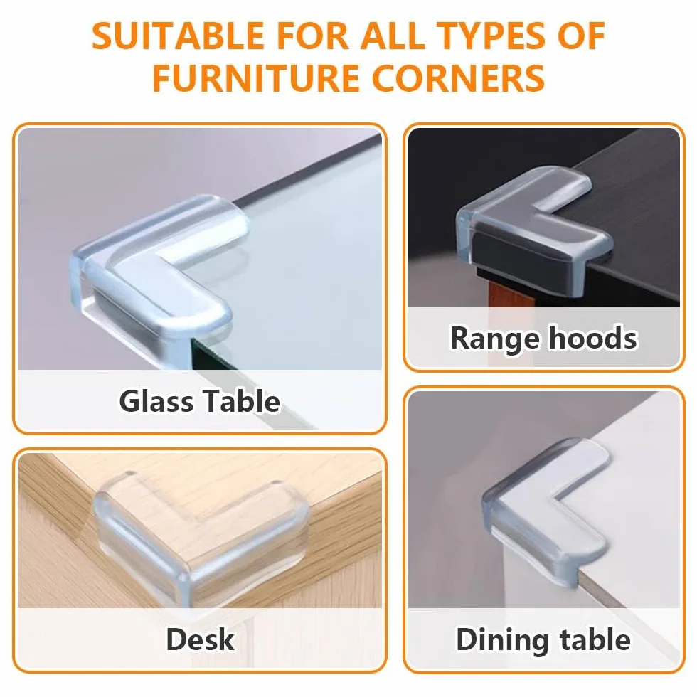 Protections d'angle de Table Type L pour Enfants, Coins Anti-Collision Transparents, Lot de 8