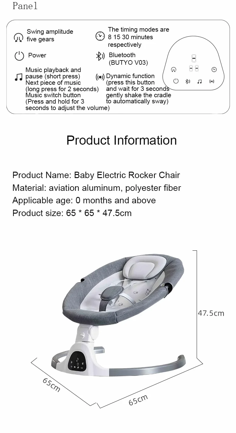 GLOKID Transat balancelle pliable jusqu'à 9 kg, télécommande Bluetooth, harnais 5 points, pare-soleil, moustiquaire (Rose)