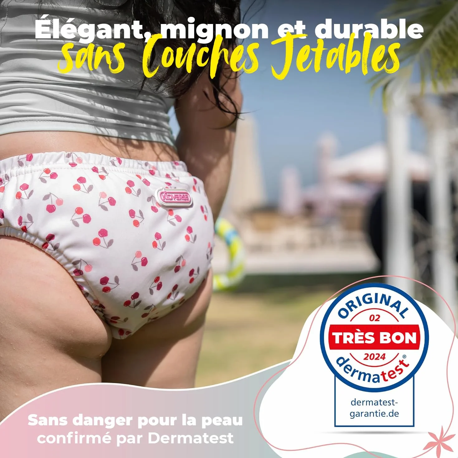 KIDVERSE Couches de bain réutilisables pour bébés 1-2 ans avec sac de transport