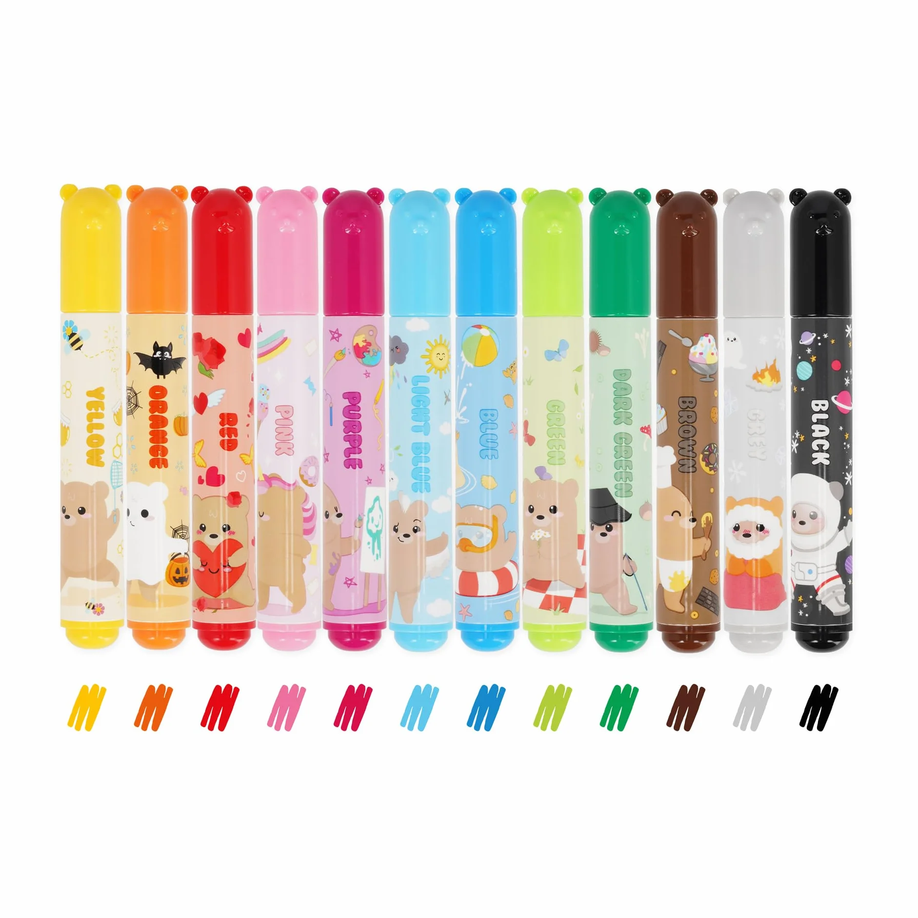 LEGAMI Lot de 12 feutres Teddy Friends lavables non toxiques pointe anti-retour traits fins et larges emballage réutilisable