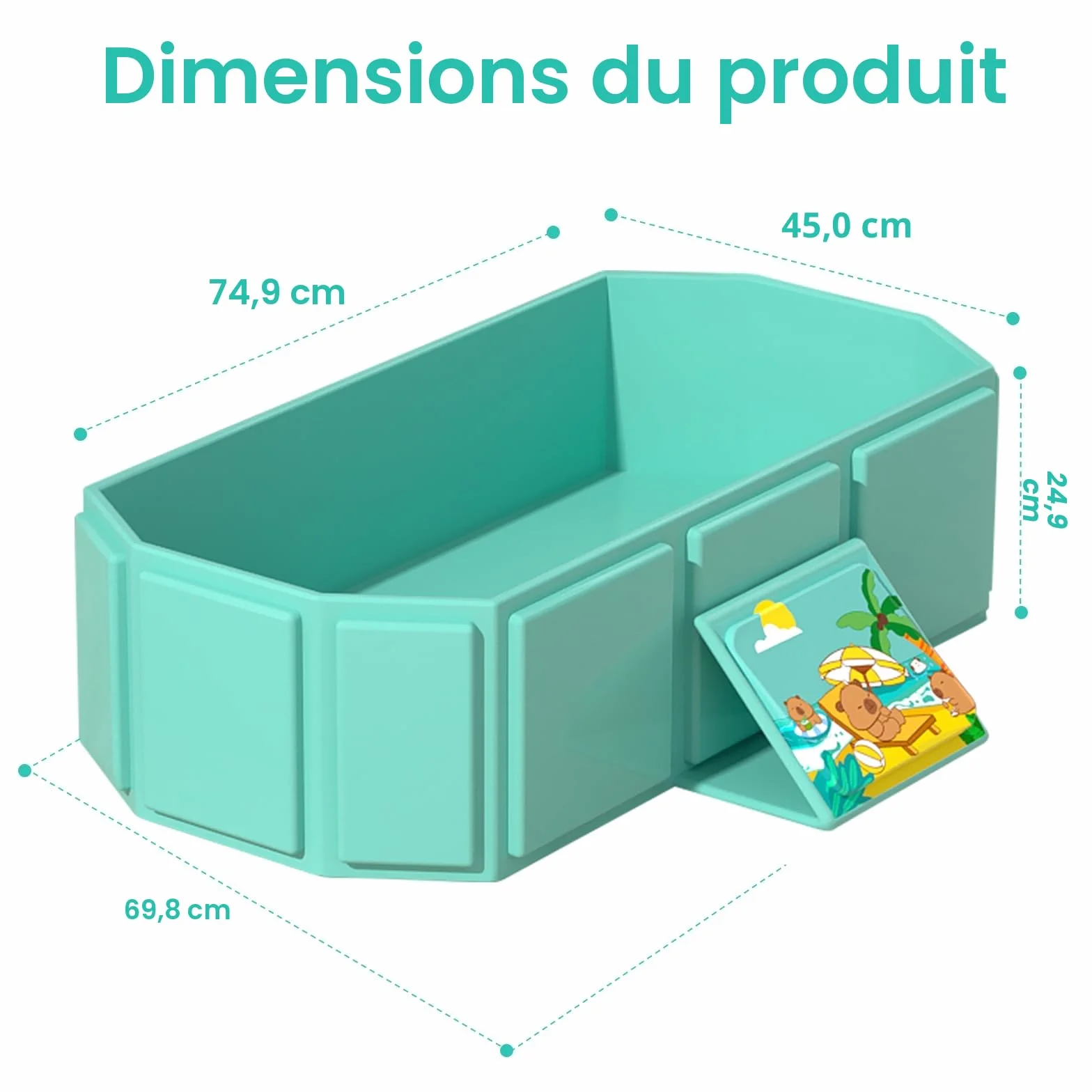 Baignoire pliable portable pour bébé 75 x 45 x 25 cm 0-6 ans vert menthe