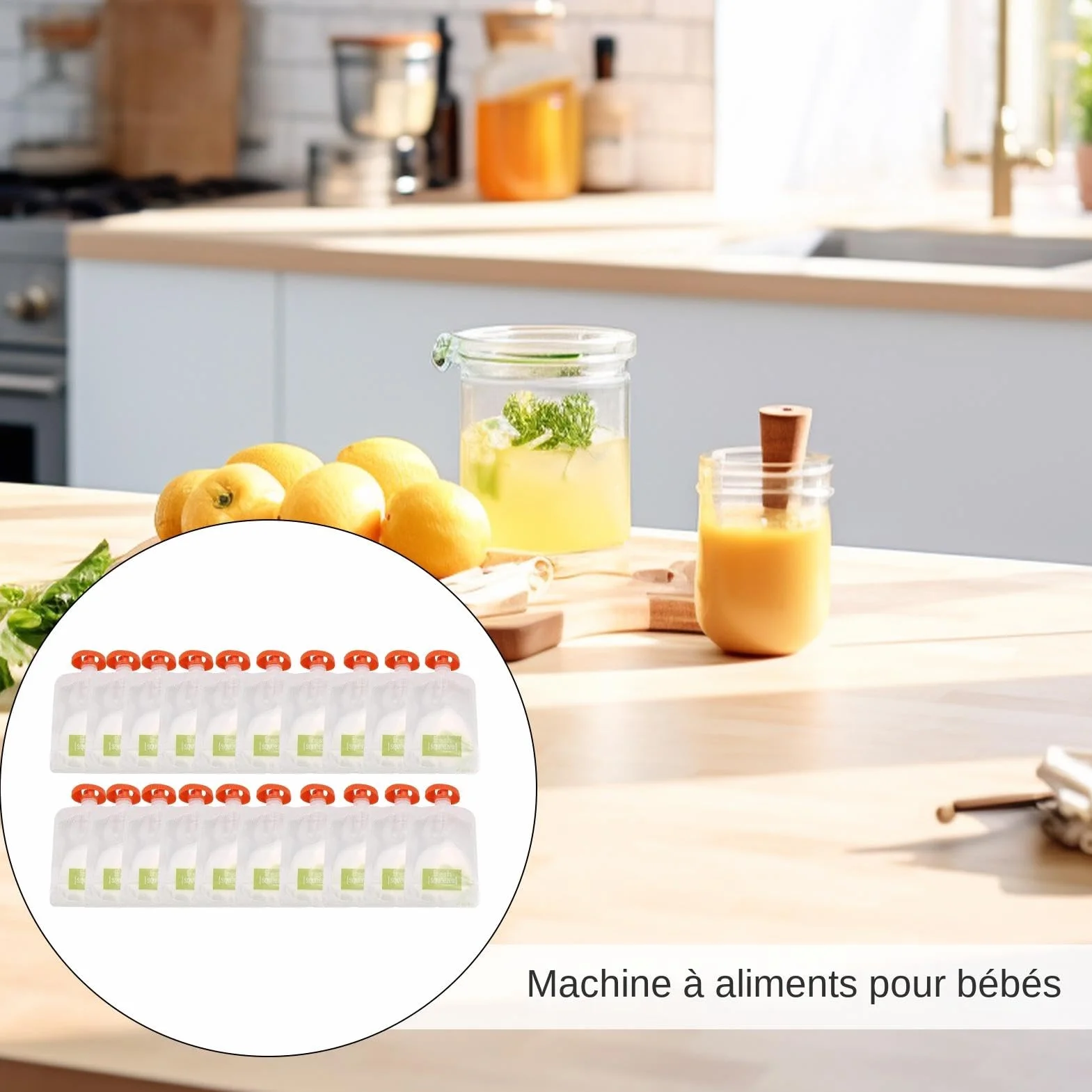 Station De Compression Pour Aliments Pour Bébé Machine À Sachets Fraîchement Pressés (20 Sacs)