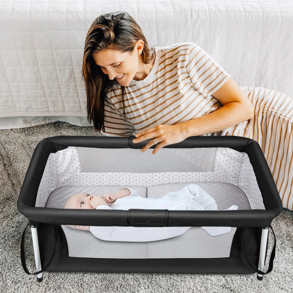 Lit de Voyage Bébé Pliable avec Moustiquaire 90 x 50 x 35 cm Noir