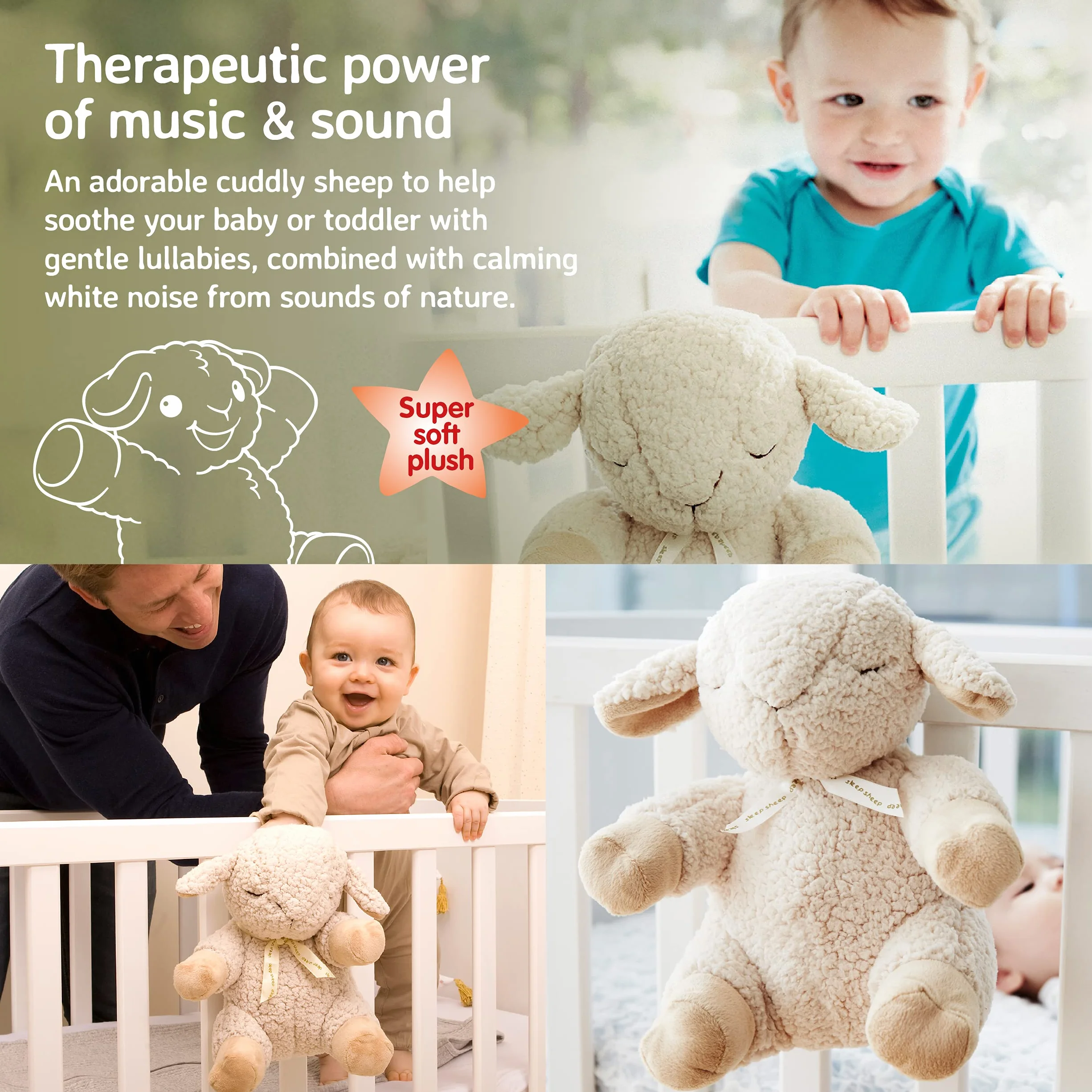 Cloud b Sleep Sheep Peluche Musicale 8 Sons Apaisants Minuteur Dès la Naissance
