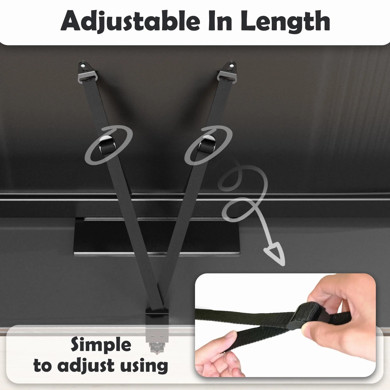 Joythink Sangle de sécurité anti-basculement pour TV et meubles - Réglable - Fixation VESA - Noir