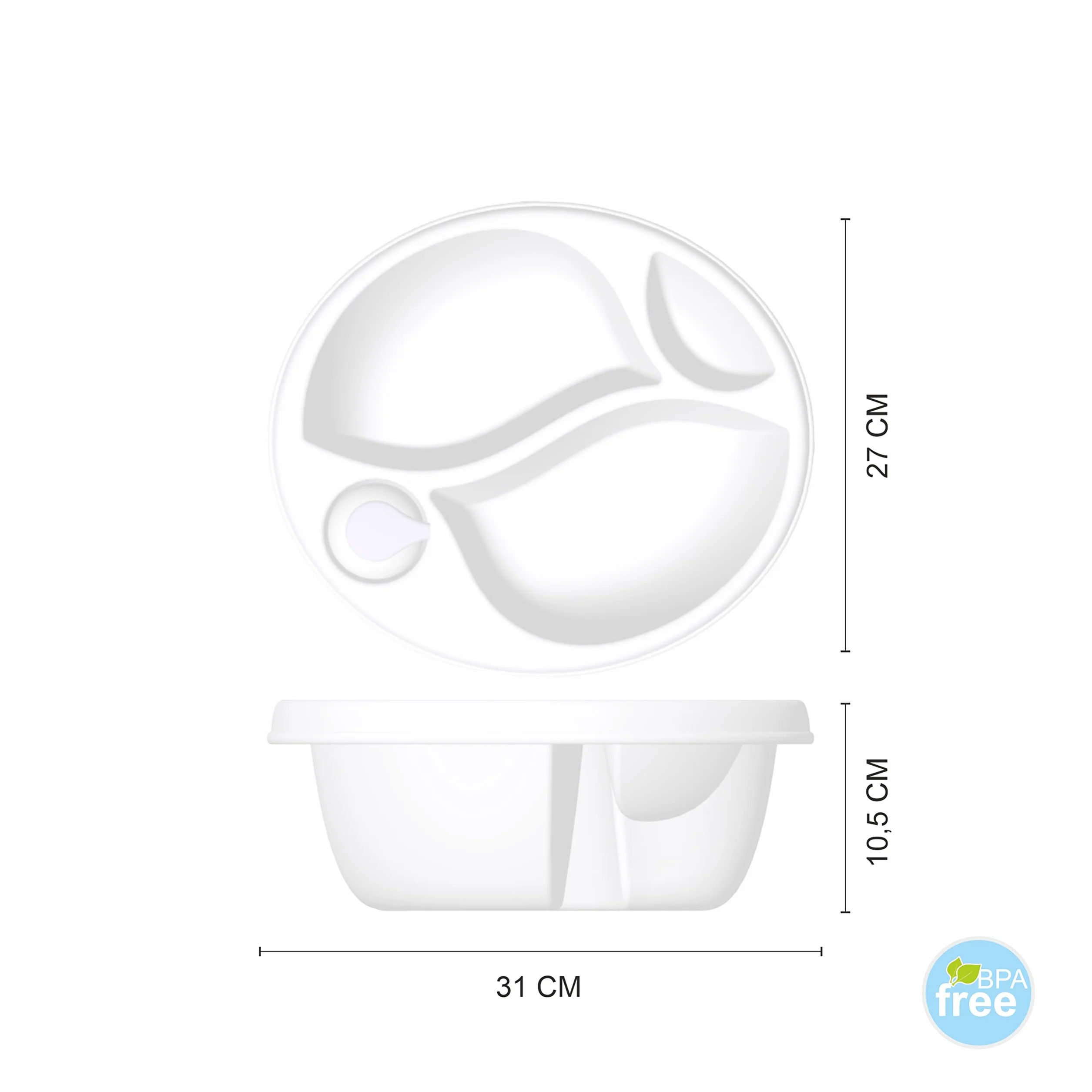 Hylat Baby Bassin de lavage bébé pour table à langer 3 compartiments blanc ovale