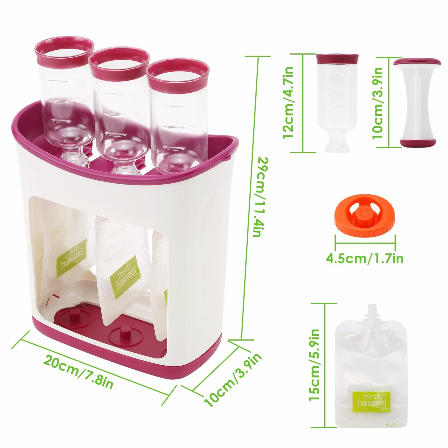 Machine à Aliments pour Bébé avec Sacs Compressibles Sans BPA, Station de Compression pour Smoothie Jus de Fruits