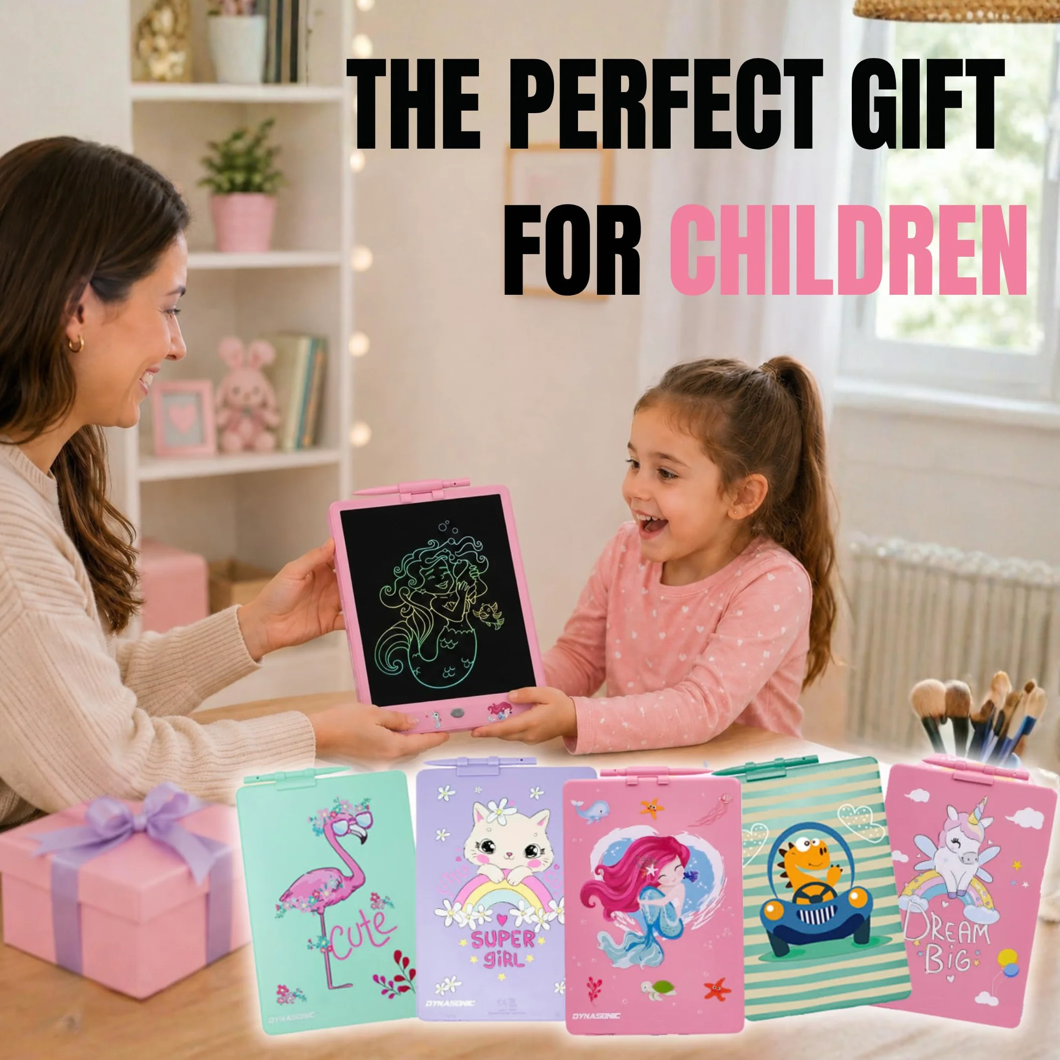 DYNASONIC Tablette d'écriture pour enfants 10 pouces LCD Dessin Magnétique Jouet Dinosaure Cadeau 2-8 ans