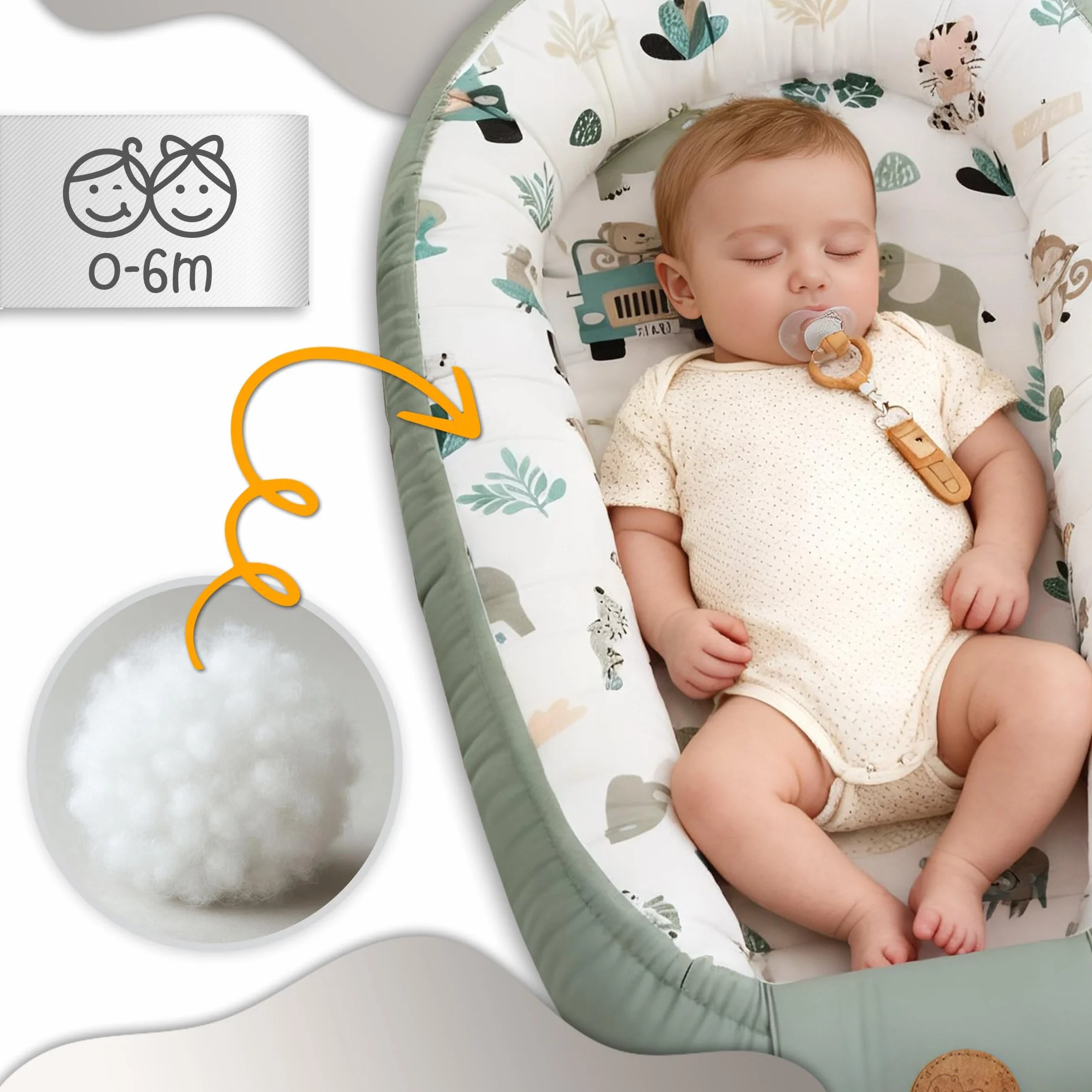 Réducteur de Lit Bébé 90x50cm Coton Cocon Nid d'Ange Couffin Naissance Bleu