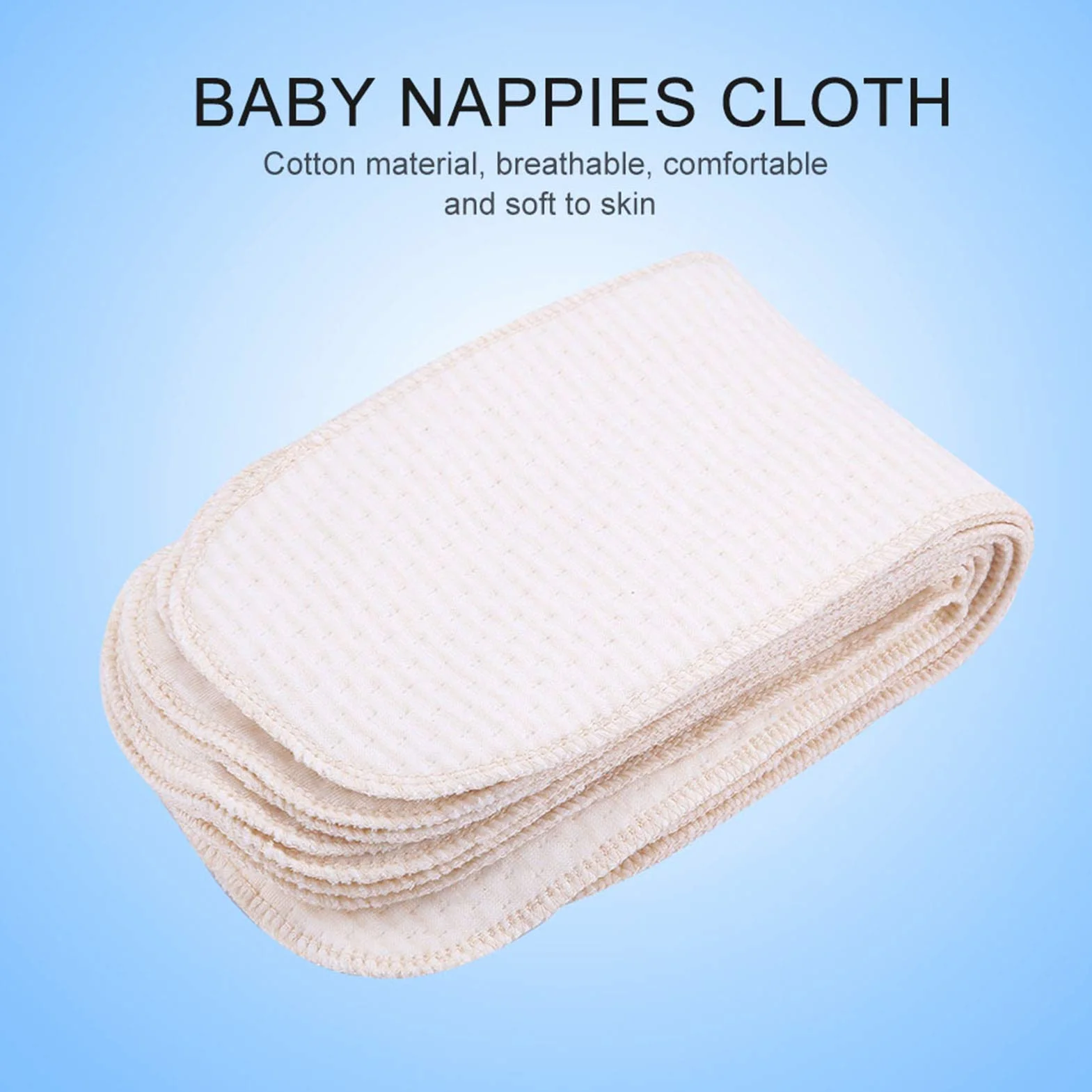 Couches Bébé Coton Doux Respirant Bonne Absorption D'eau Réutilisables Lavables 10 Pcs