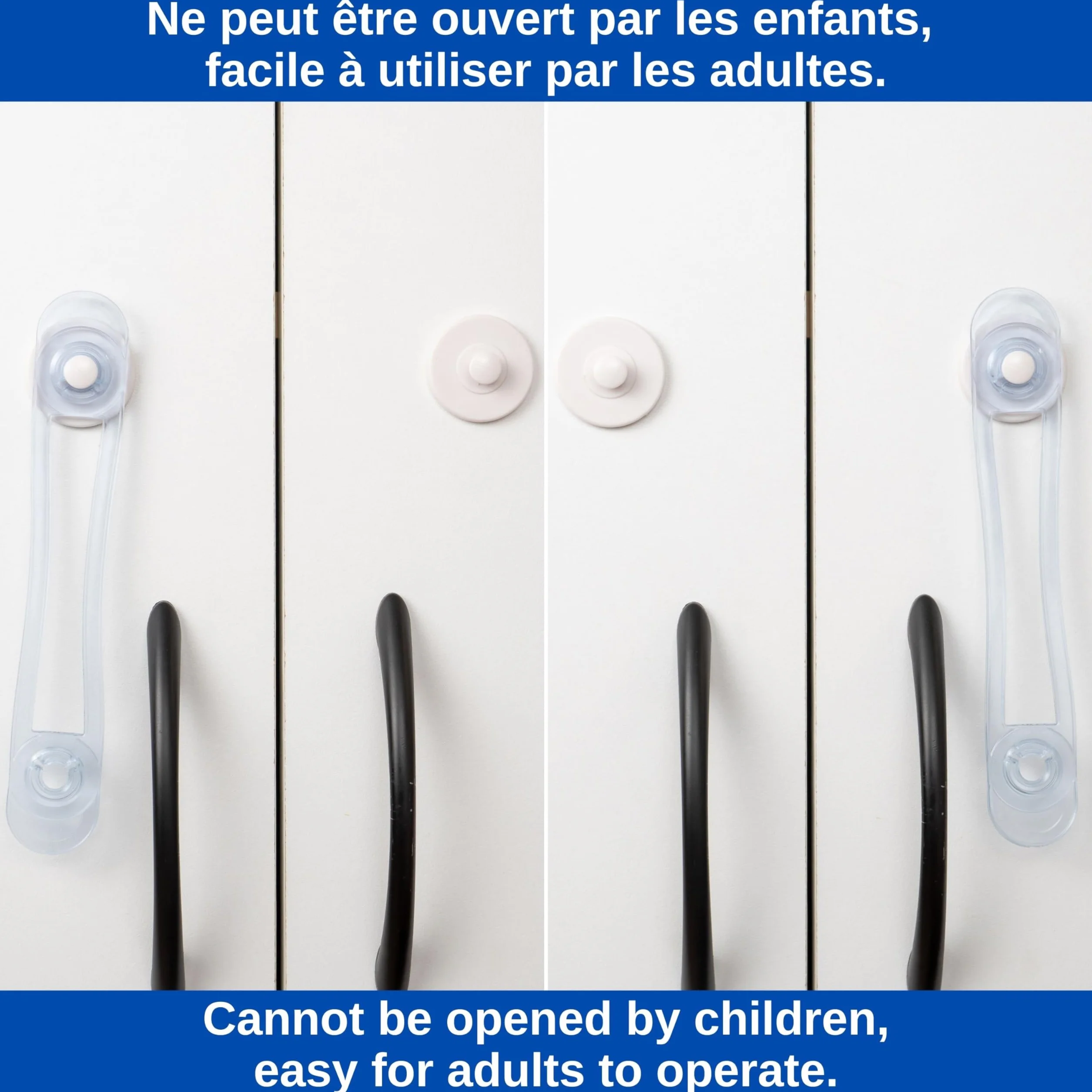 Serrures de Sécurité pour Enfants 8 pièces Transparent Multifonction pour Armoires Tiroirs Garde-manger Four Réfrigérateur