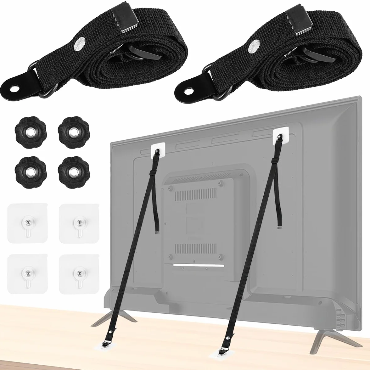 Lot de 2 protections anti-basculement pour TV - Réglable - Sécurité anti-basculement