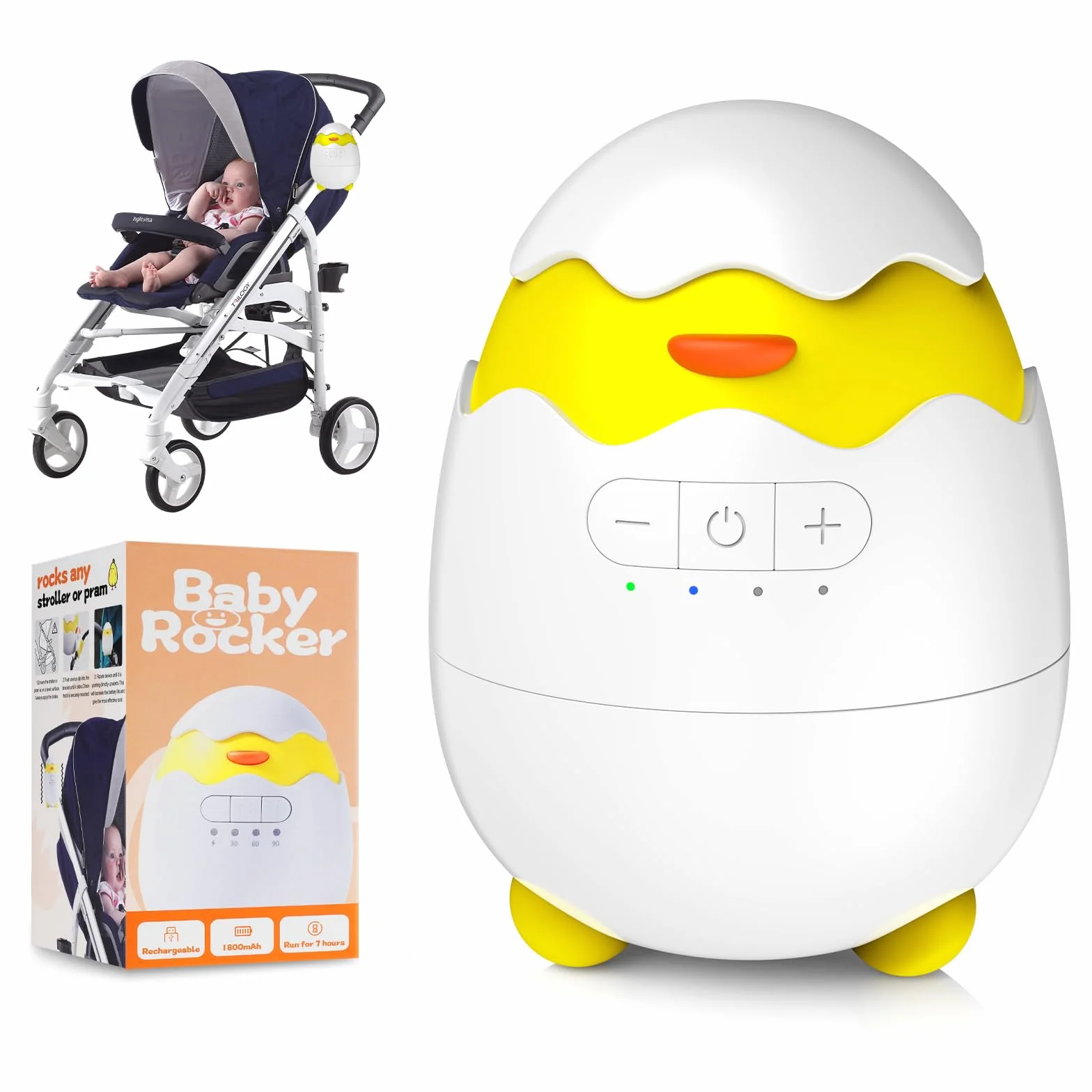 Robofun Baby Rocker-Balançoire pour poussette, 5 niveaux d'intensité