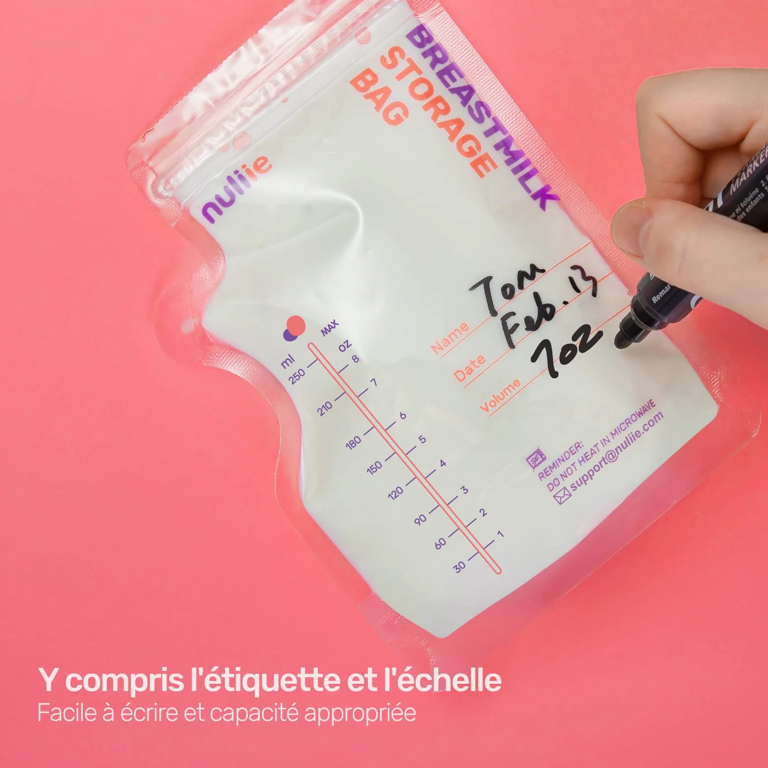 Sachets de Conservation Lait Maternel 250ml Lot de 120, Pré-stérilisés, Sans BPA, Double Glissière