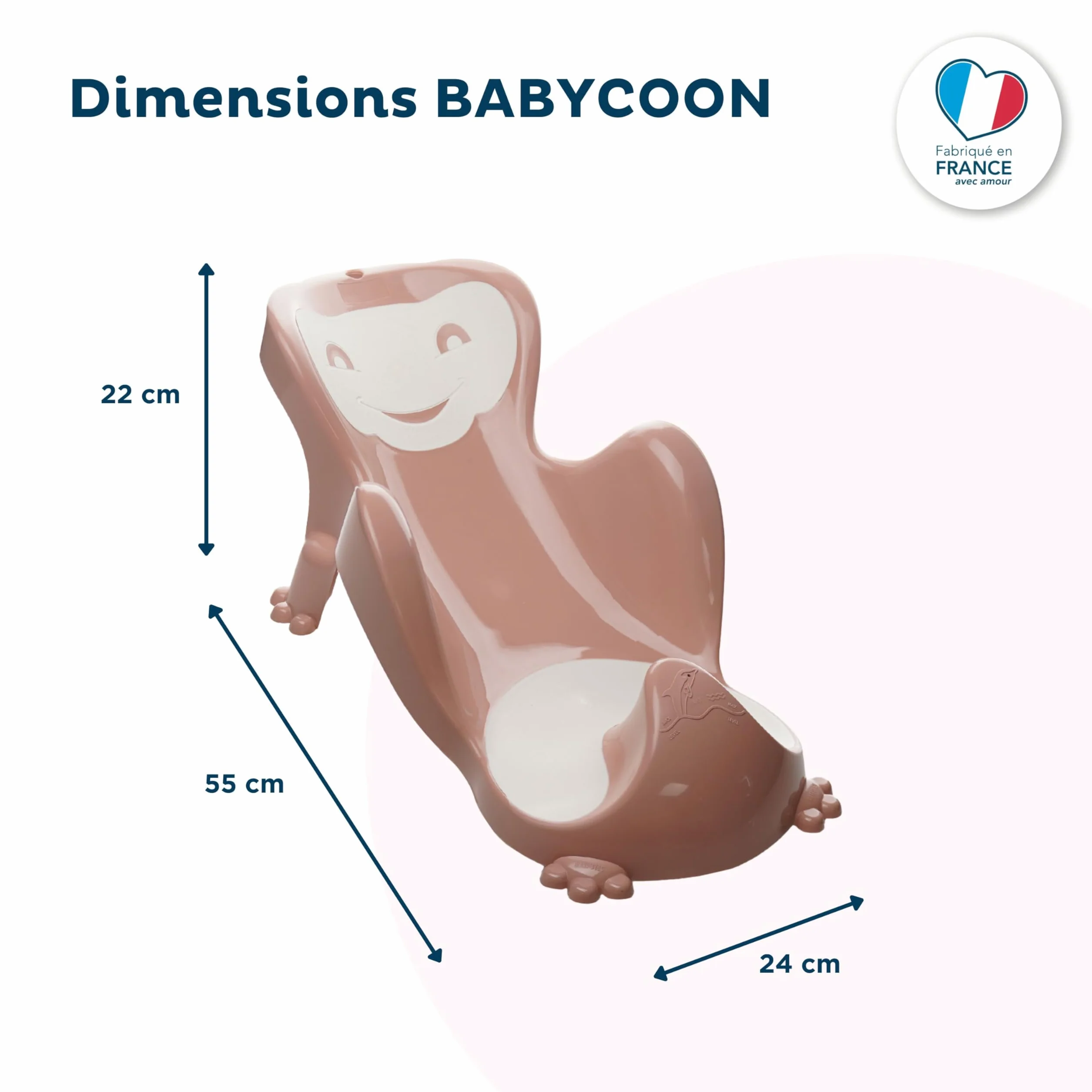 BABYCOON Transat de Bain THERMOBABY Naissance à 8 mois 8 kg Rose Câlin Fabriqué en France