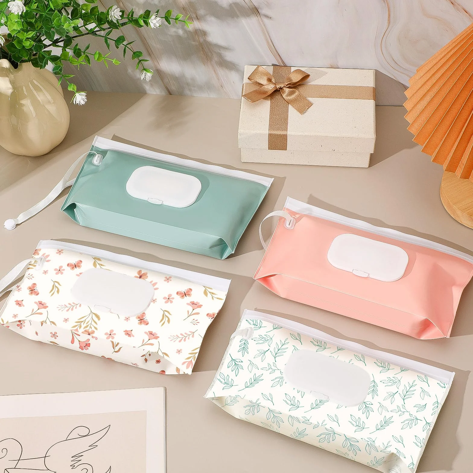 SANNIX Lot de 2 distributeurs de lingettes pour bébé, rechargeables, étanches, bleu