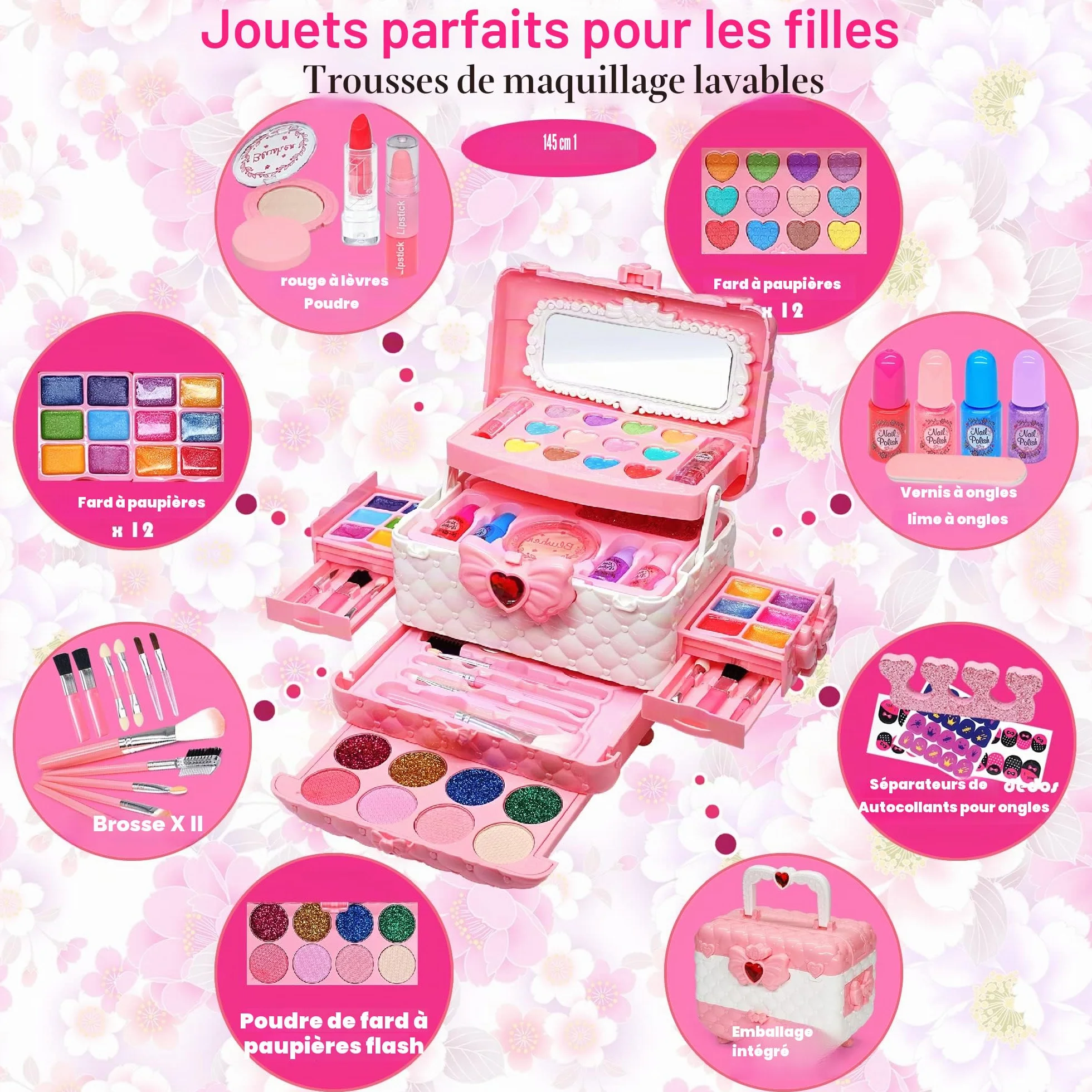 Coffret Maquillage Enfant Fille - Kit Maquillage Non Toxique Jouet Princesse 3+ Ans