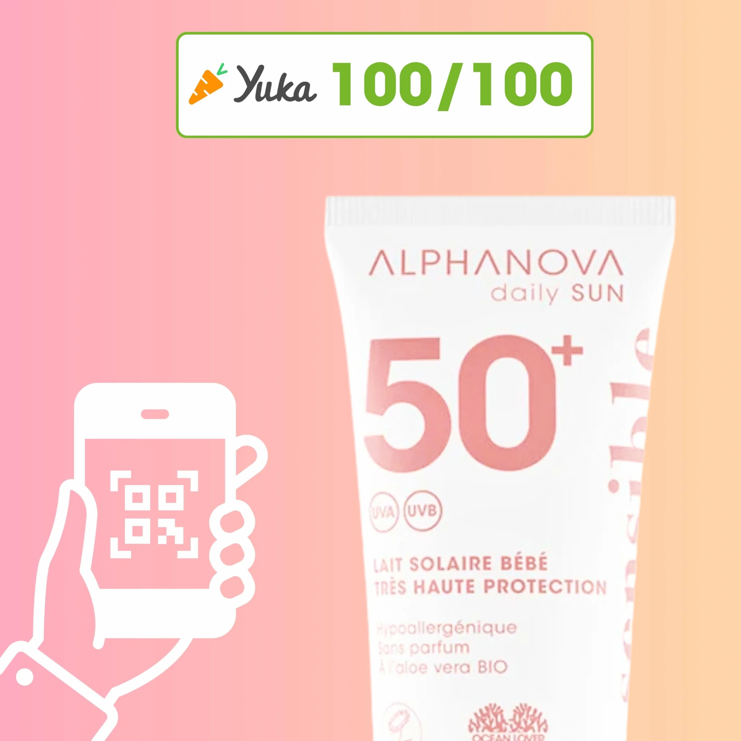 ALPHANOVA Lait Solaire Bébé SPF50+ 50ml Visage Corps Hypoallergénique Peaux Sensibles Sans Parfum