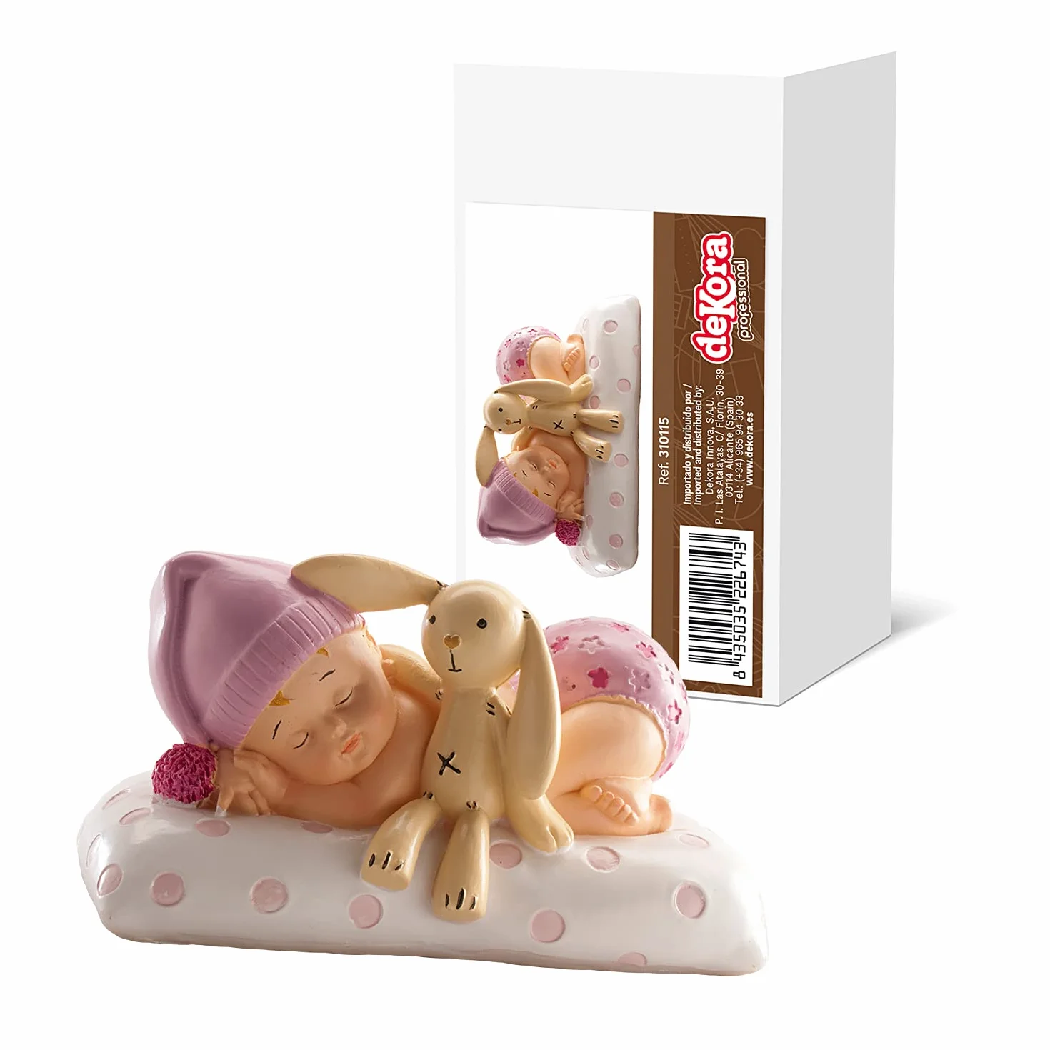 Décoration Baptême Fille Figurine Résine Bébé Peluche 10 cm Cake Topper Contact Alimentaire