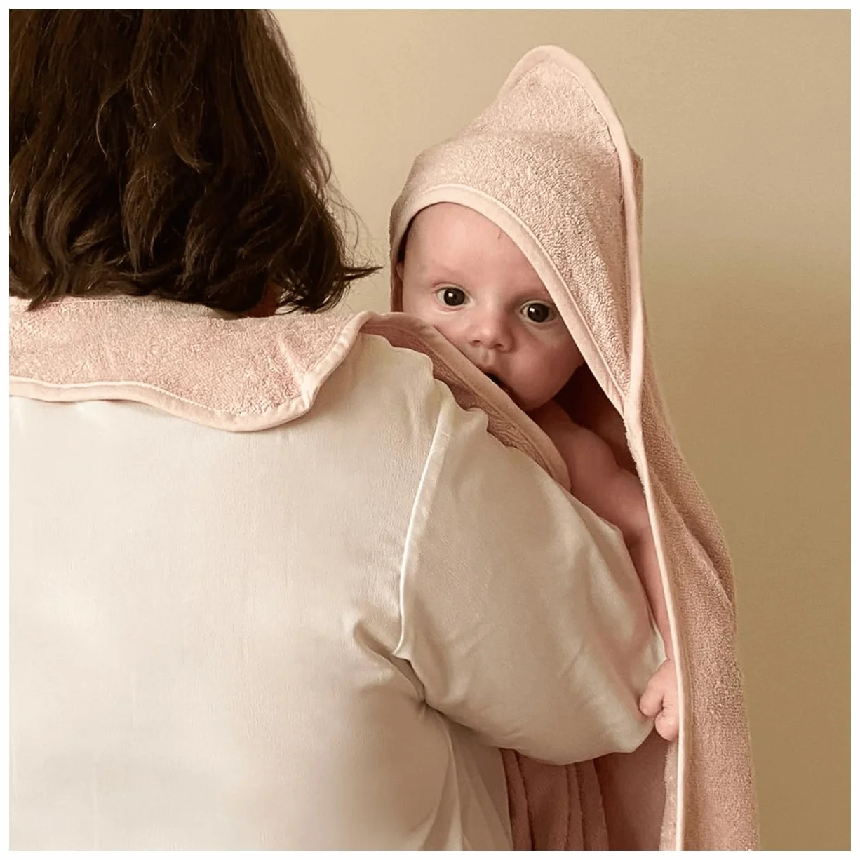 Cape de bain tablier XXL Parent/Bébé en viscose 100x100 cm Rose