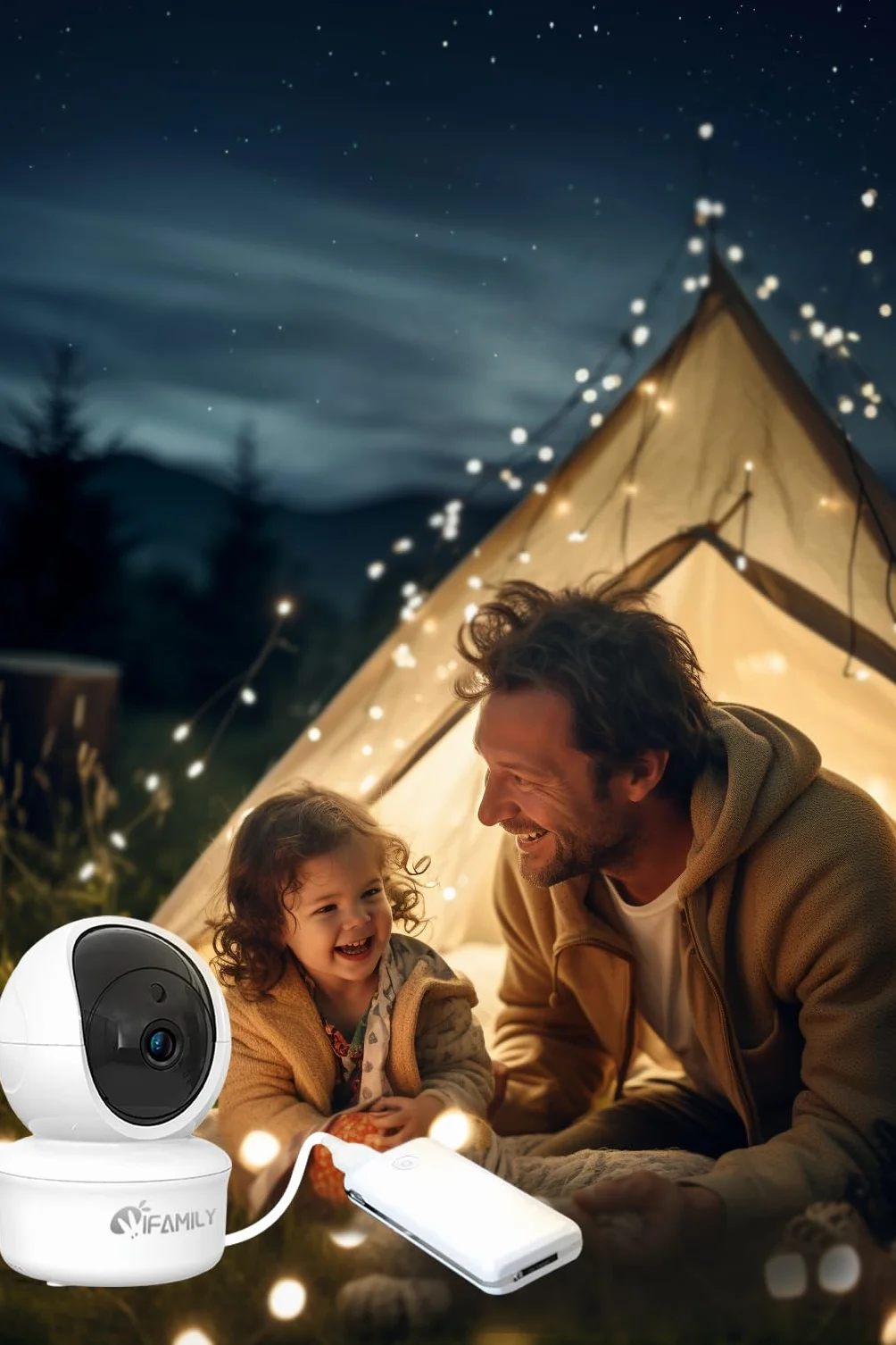 iFamily Baby Monitor Split Screen 2 Cameras Long Range Night Vision Temperature Sensor 2 Way Talk