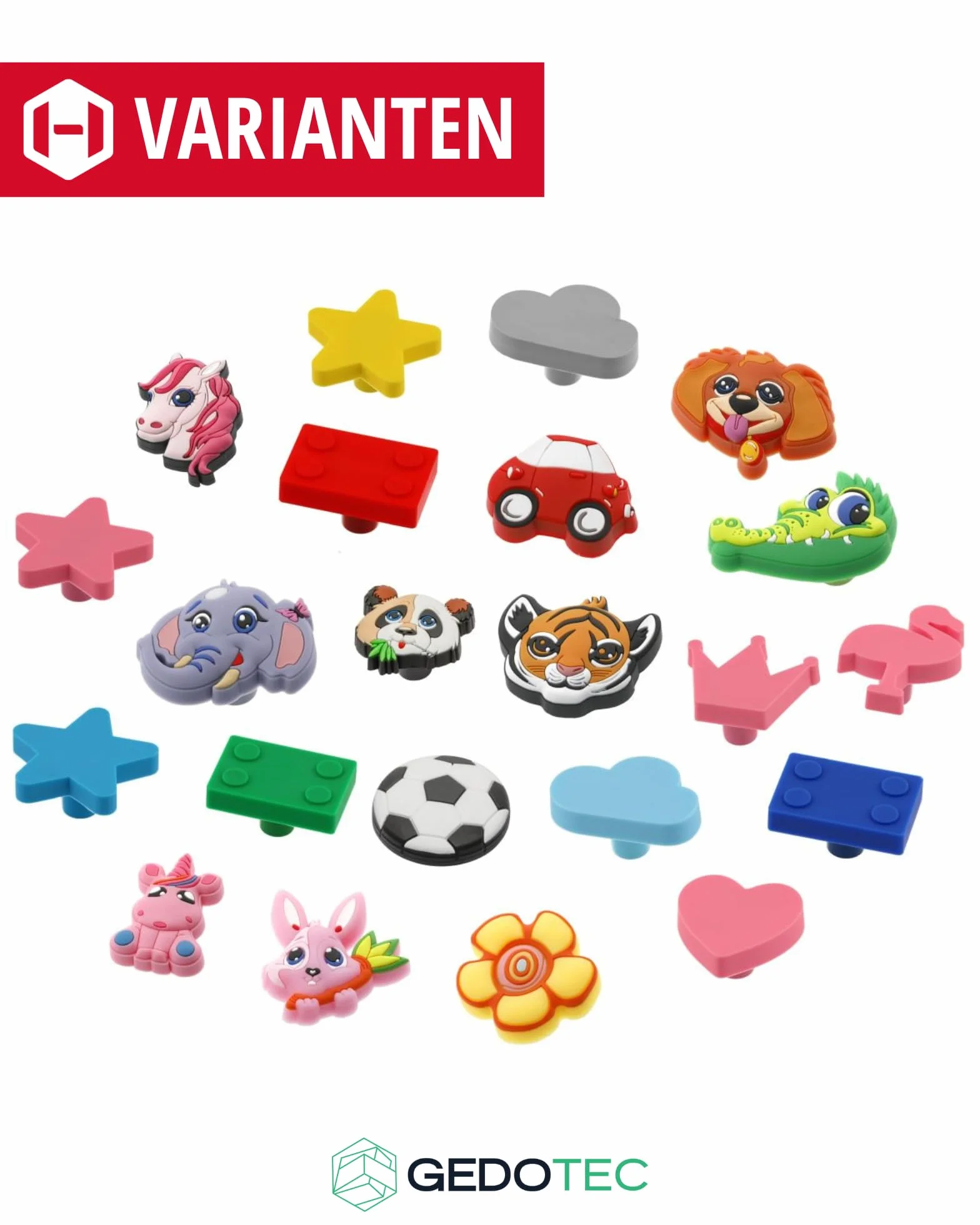 Gedotec Poignées de meubles en caoutchouc pour enfants Voiture 1 pièce Bouton de tiroir élastique résistant à la salive