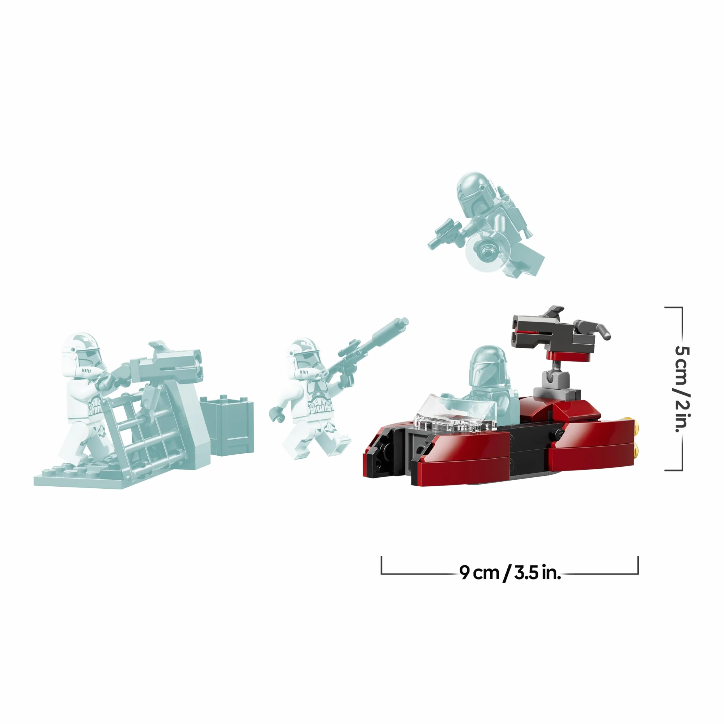 LEGO Star Wars 75449 Pack de Combat Le Siège de Mandalore - Jouet d'action avec Minifigurines de 2 Mandaloriens & 2 Clone Troopers - Speeder & Pistolets Blasters - Cadeau pour Garçon dès 6 Ans