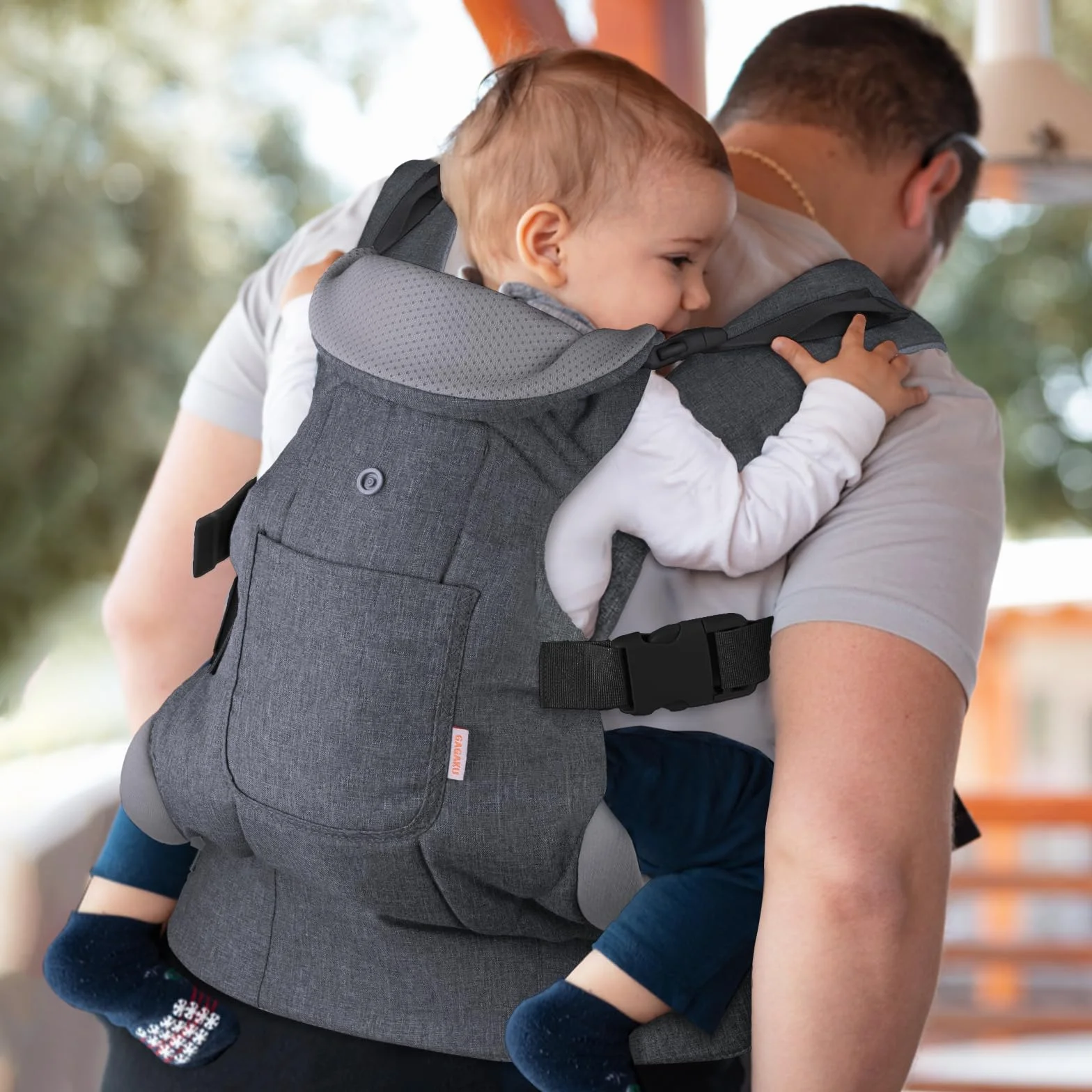 Porte-bébé 4-en-1 GAGAKU pour bébés 0-36 mois, gris foncé, face à face avant et arrière