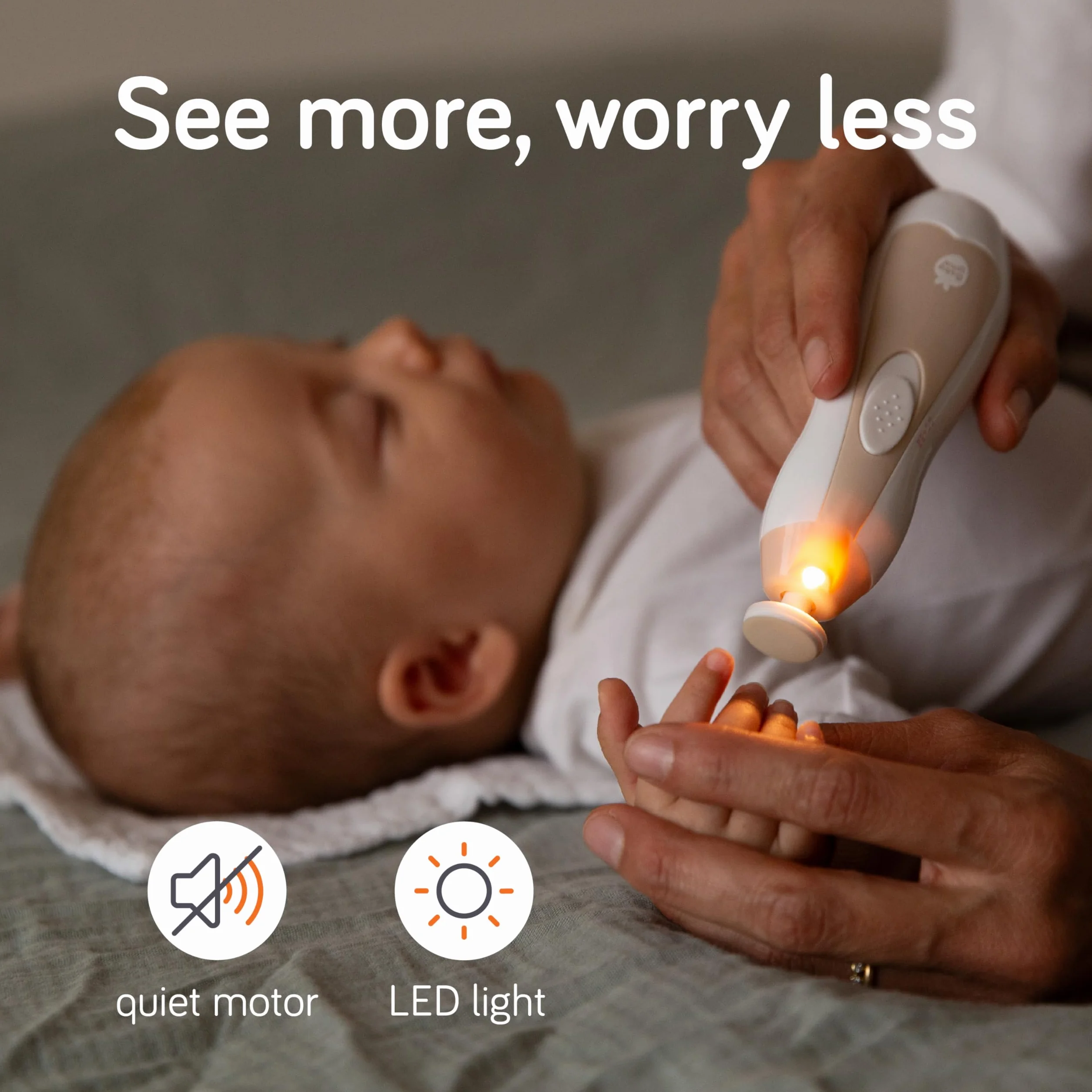 Cherish Baby Care Lime à Ongle Électrique Bébé LED avec Arrêt de Sécurité Automatique, 2 Vitesses, 6 Limes et Étui de Voyage
