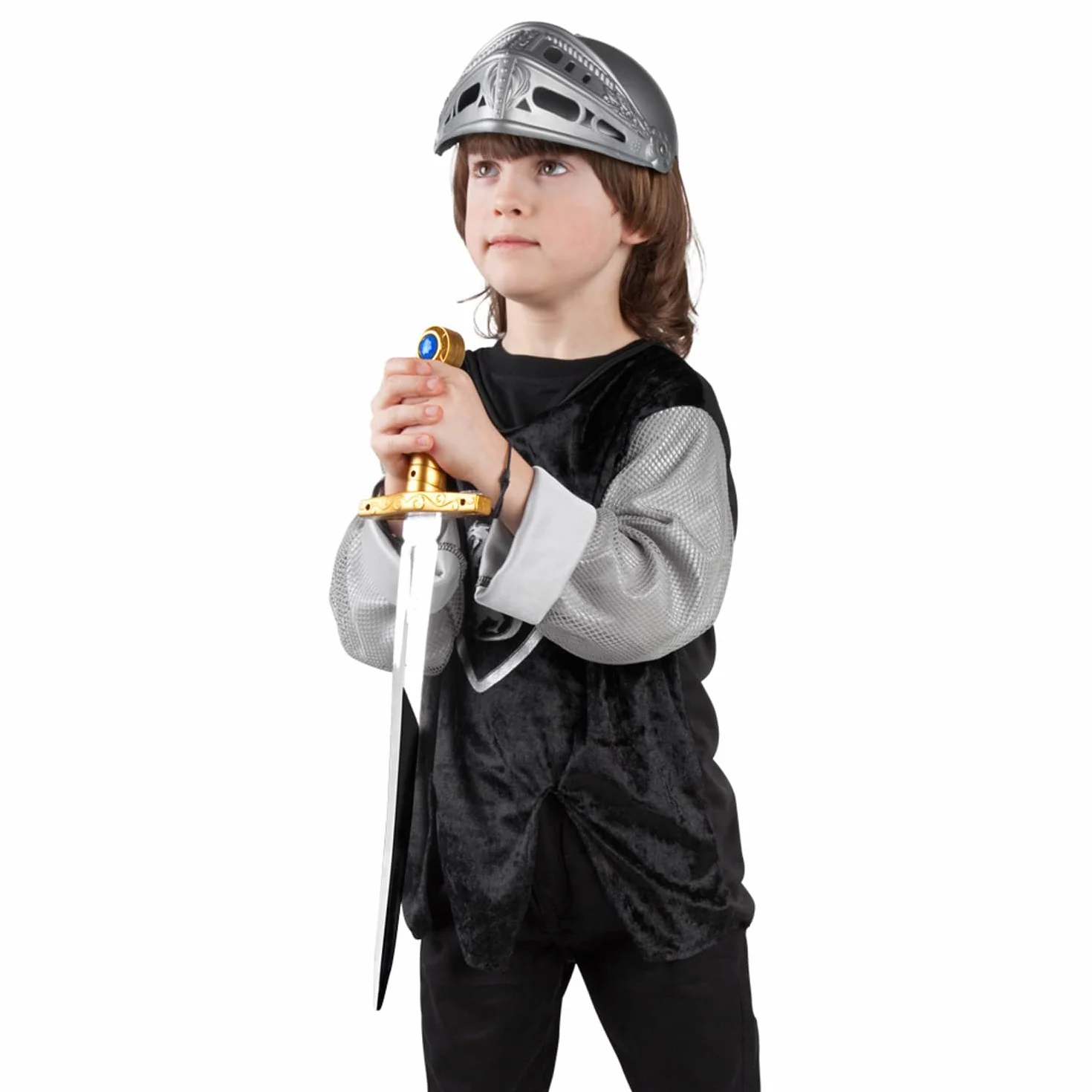Boland Casque de chevalier pour enfants gris avec visière rabattable plastique carnaval Halloween