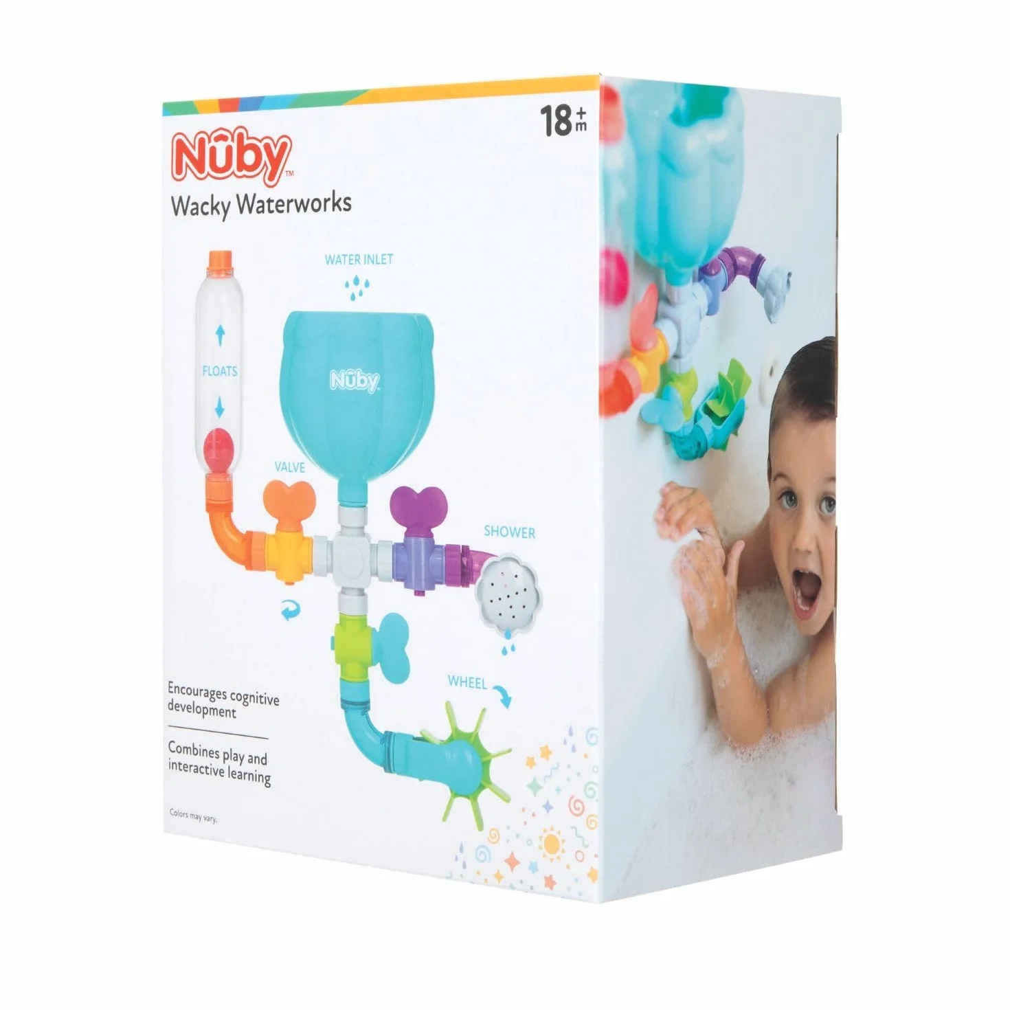 Nuby Wacky Waterworks Jouet de Bain 10 Pièces Emboîtables +18 Mois