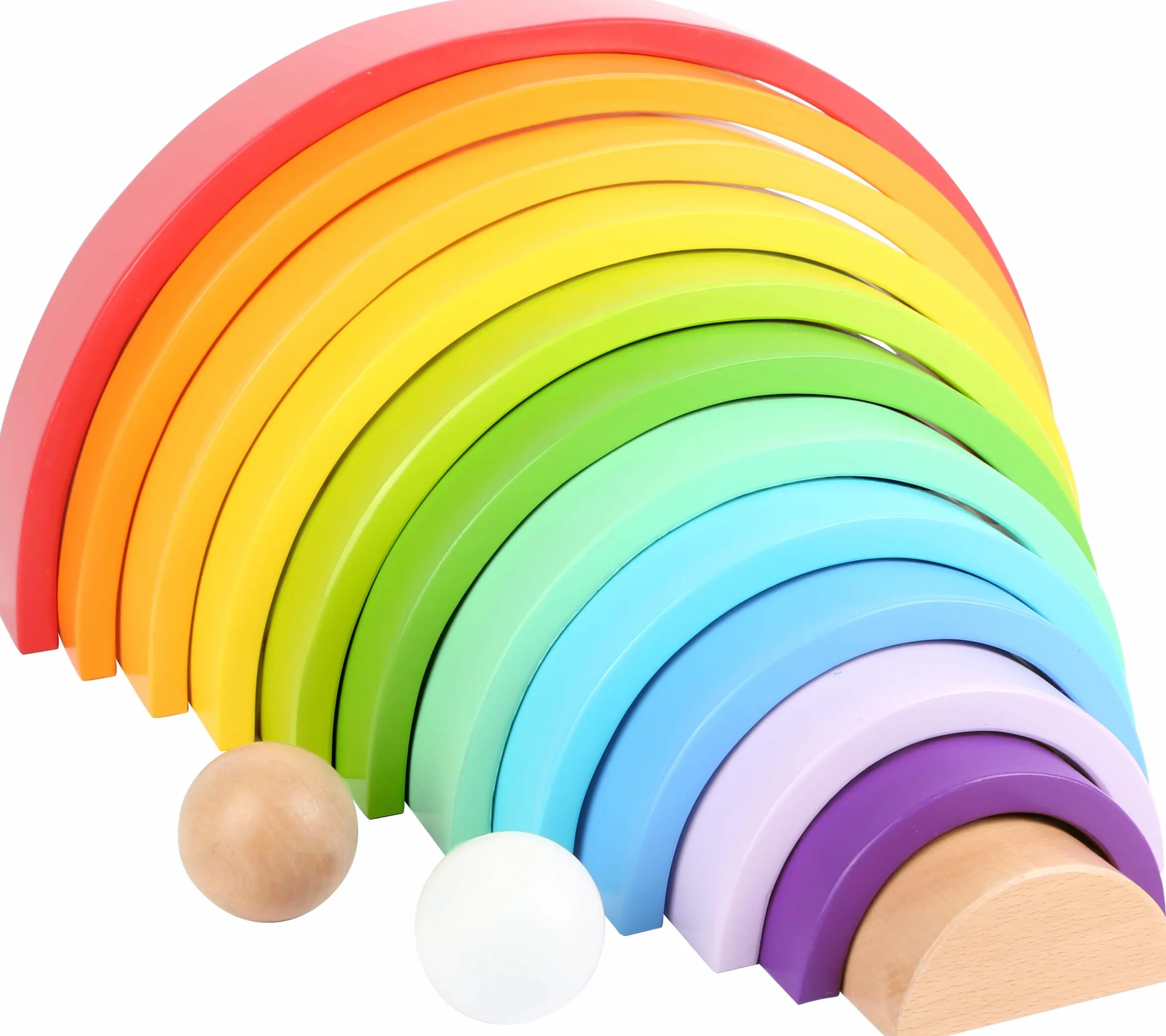 Small Foot Blocs de construction en bois Arc-en-ciel XL, 12 pcs, 2 boules