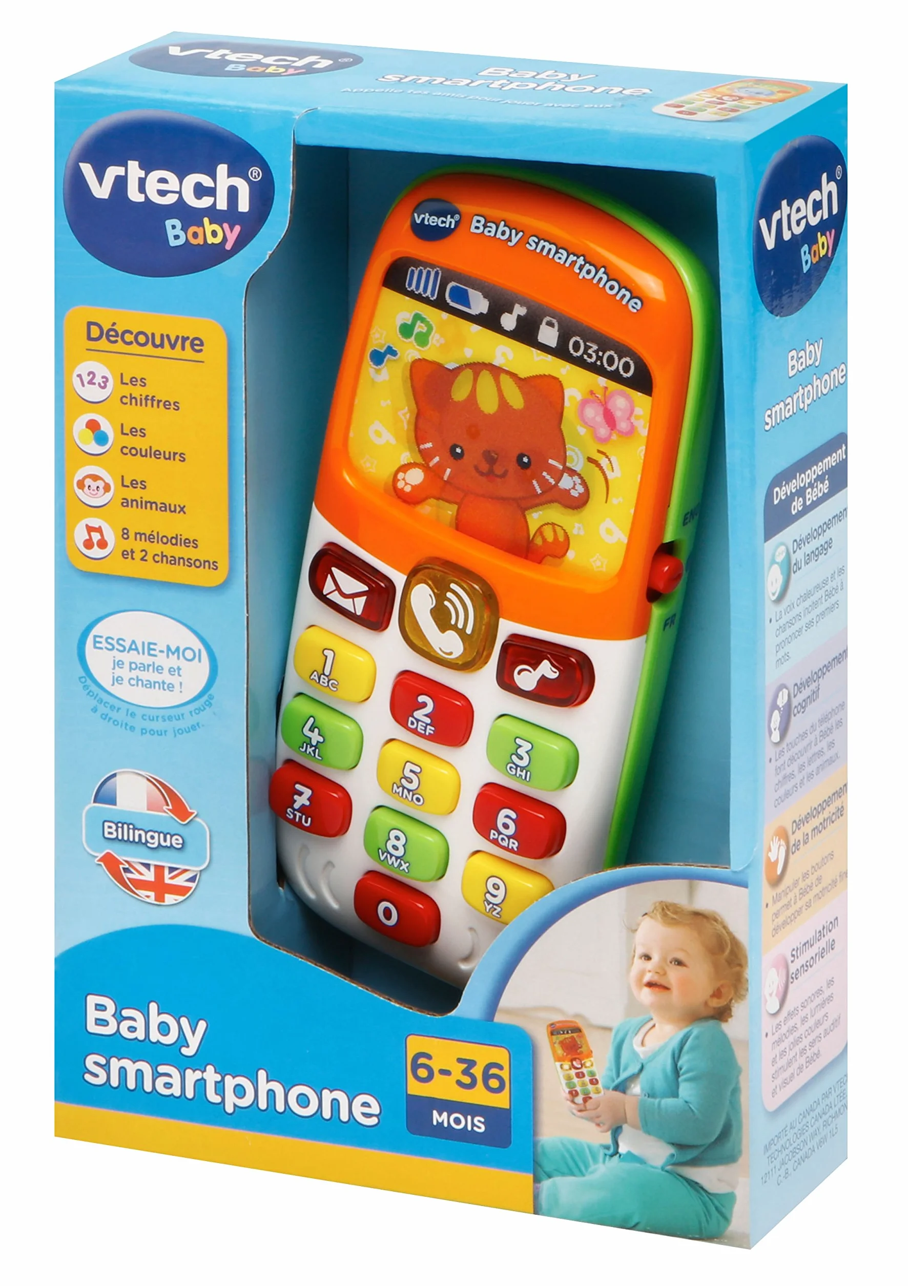 VTech Baby Smartphone Bilingue Mixte Téléphone Bébé Jouet d'Éveil Version FR