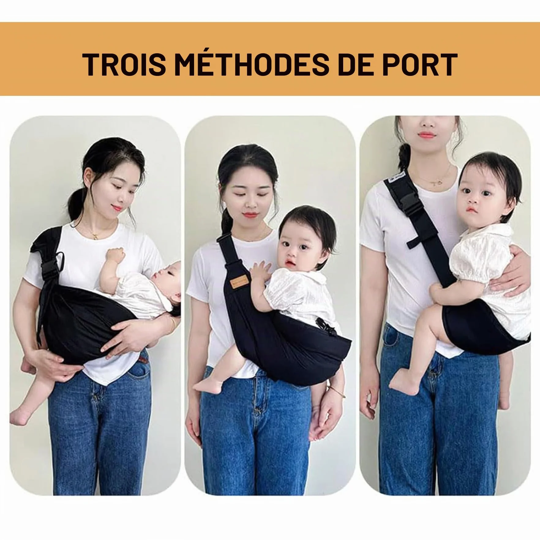 Porte-Bébé LatéRale Portable Respirant Réglable Nouveau-né 3-36 Mois