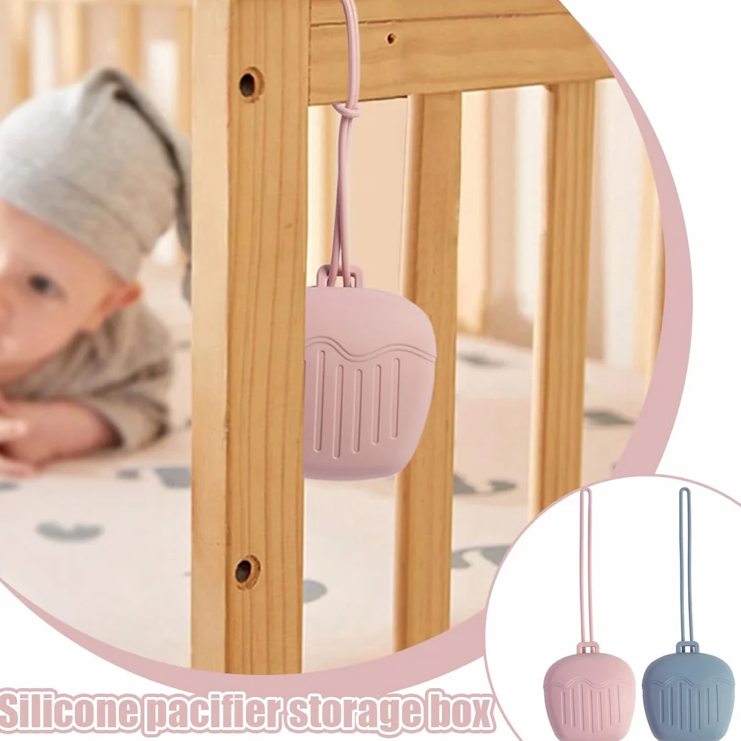 Boite à Tétine Bébé Silicone 2 Pièces Imperméable Portable Sans BPA Rose Bleu
