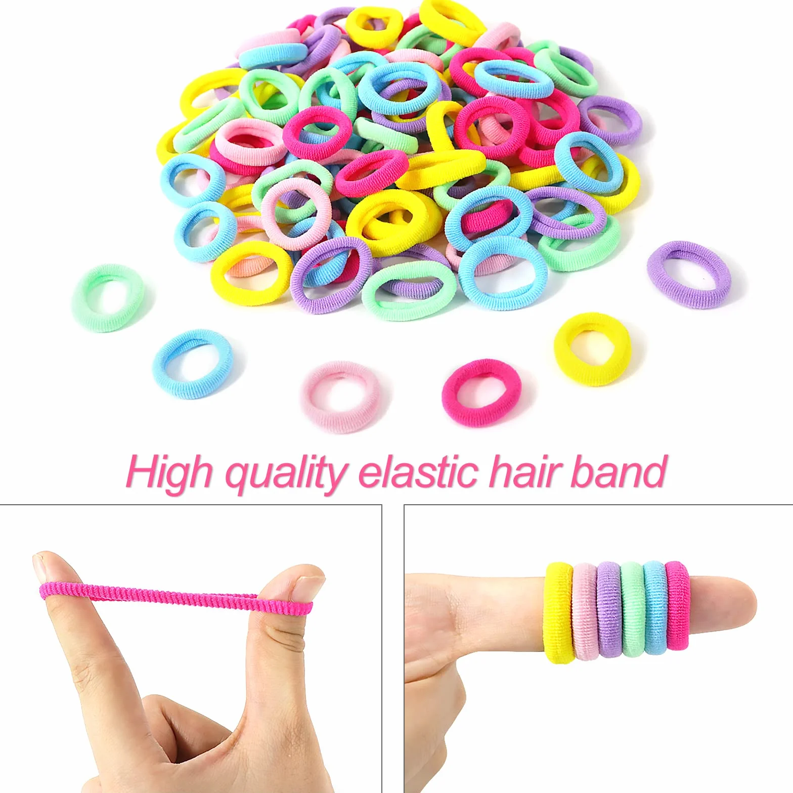 100 Pièces Élastiques Cheveux pour Fille, Mini Chouchous Colorés pour Enfants