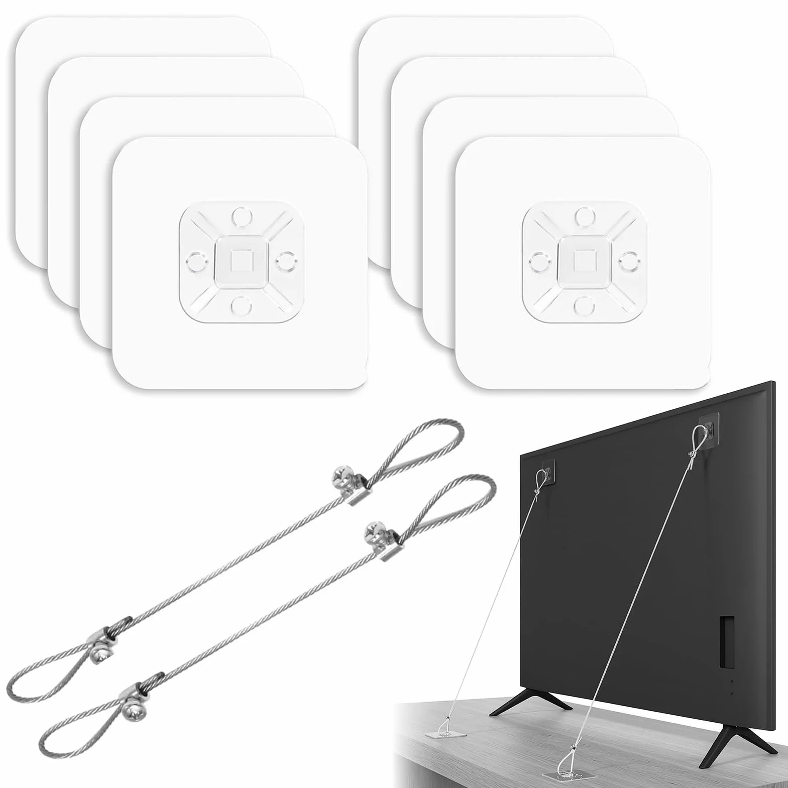 Sangles de Protection Anti-Basculement pour TV Meubles, Fixation sans Percage, Sécurité Réglable Mur/Télévision