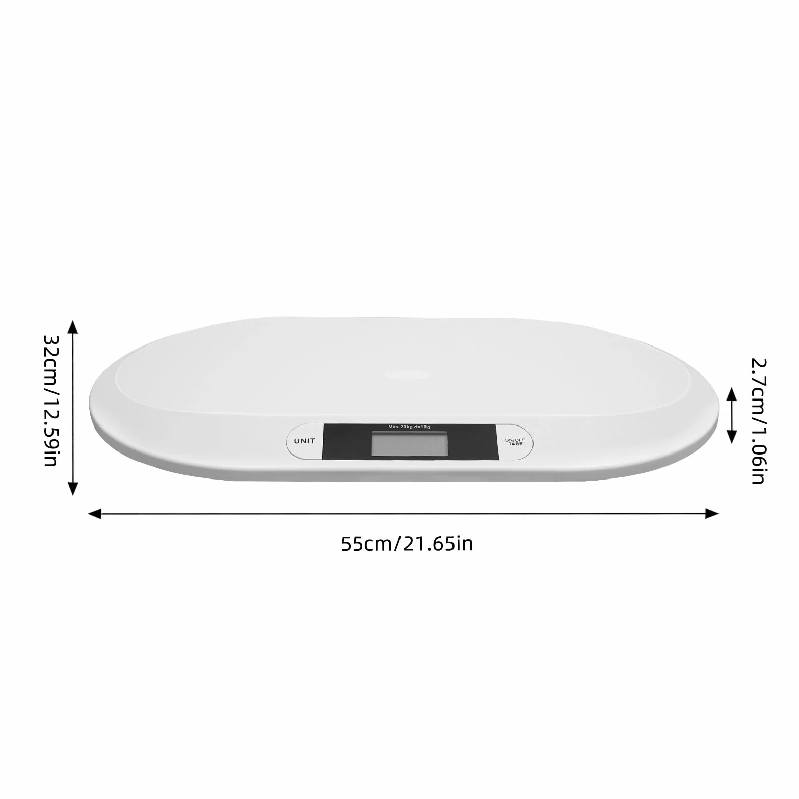 Balance pour bébé numérique 20 kg affichage LCD fonction tare 3 unités